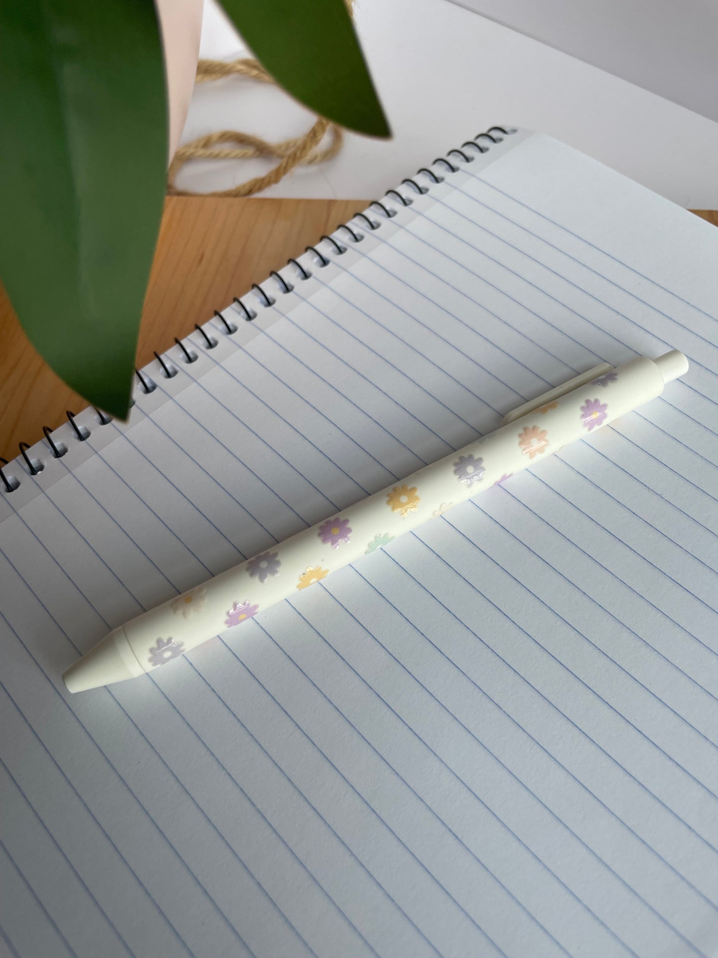 Colorful Flowers Black Ballpoint Pen