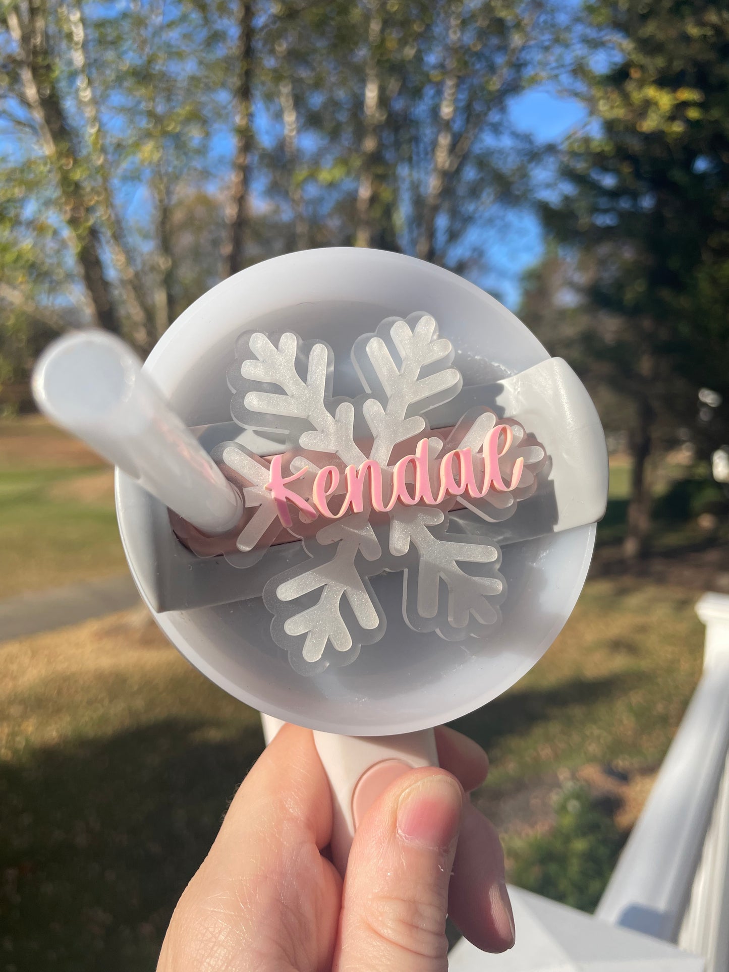 Sparkling Snowflake Custom Name 30 and 40 ounce Stanley Topper for Waterbottles