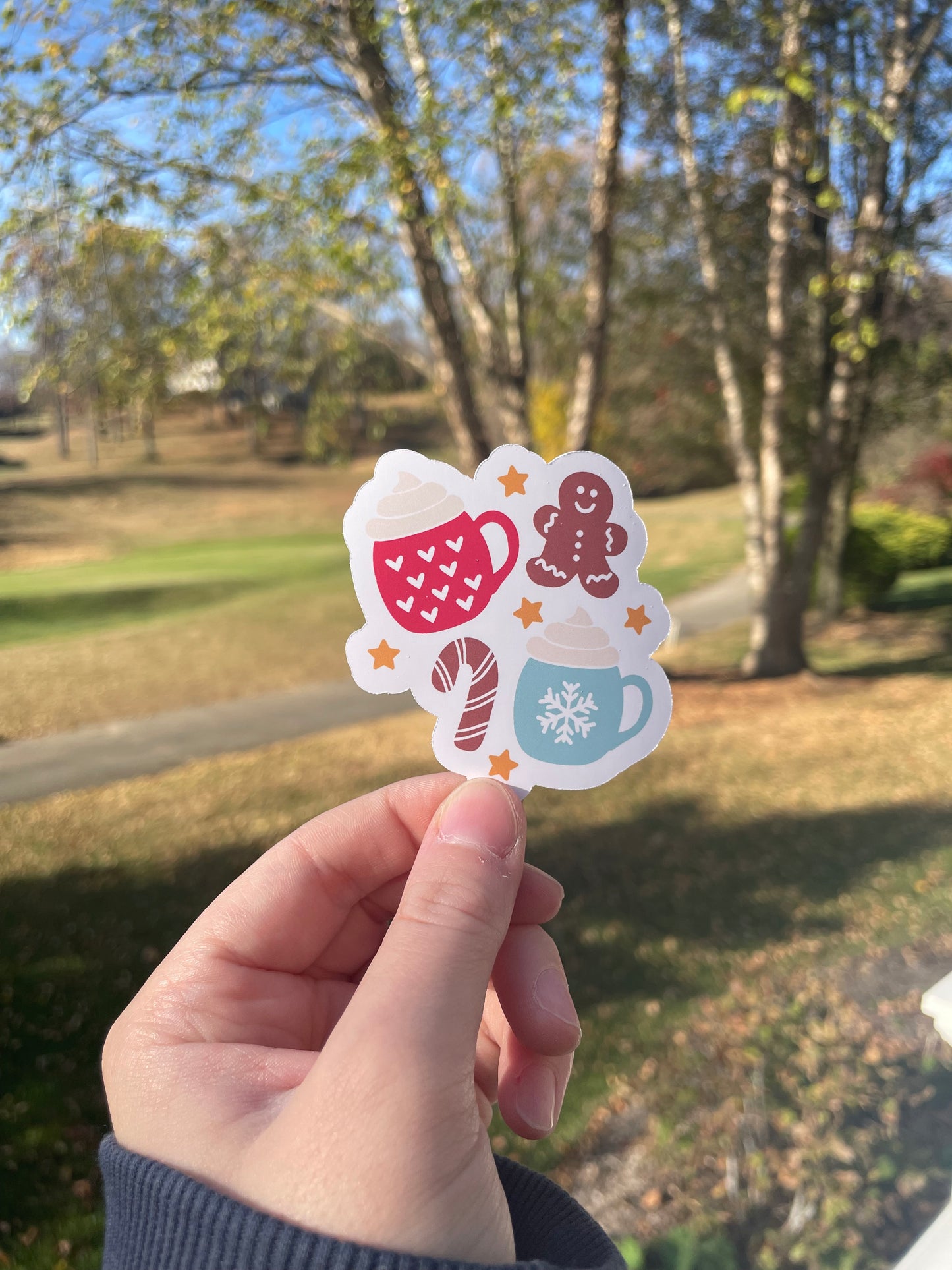 Hot Cocoa and Gingerbread Cookies Matte Die Cut Sticker