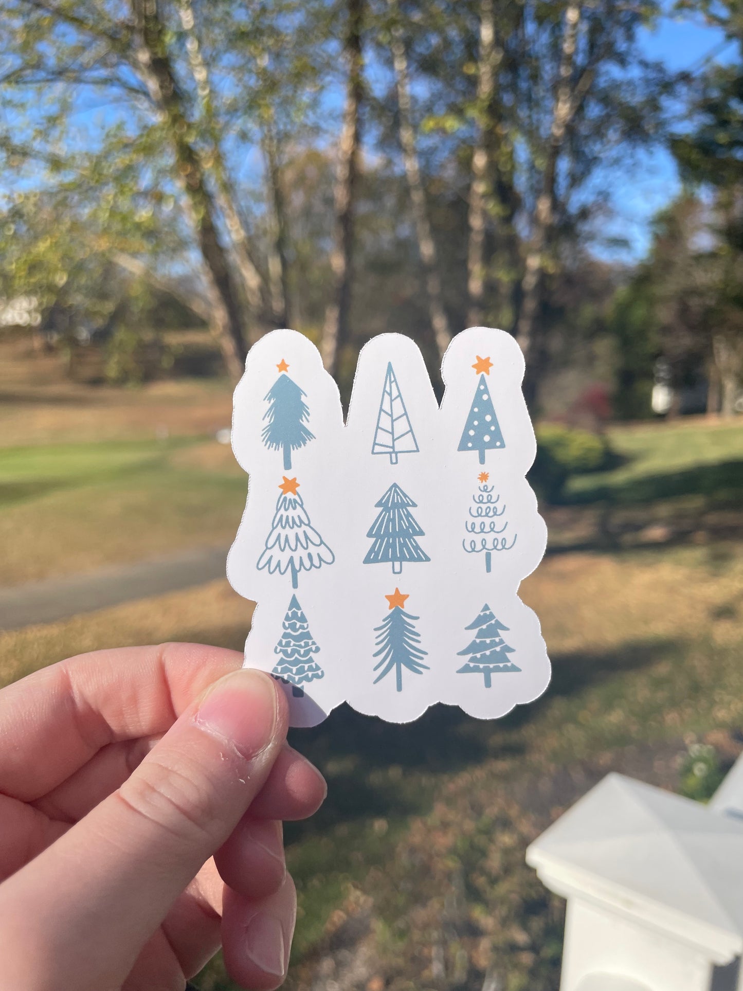 Adorable Christmas Trees Matte Die Cut Sticker