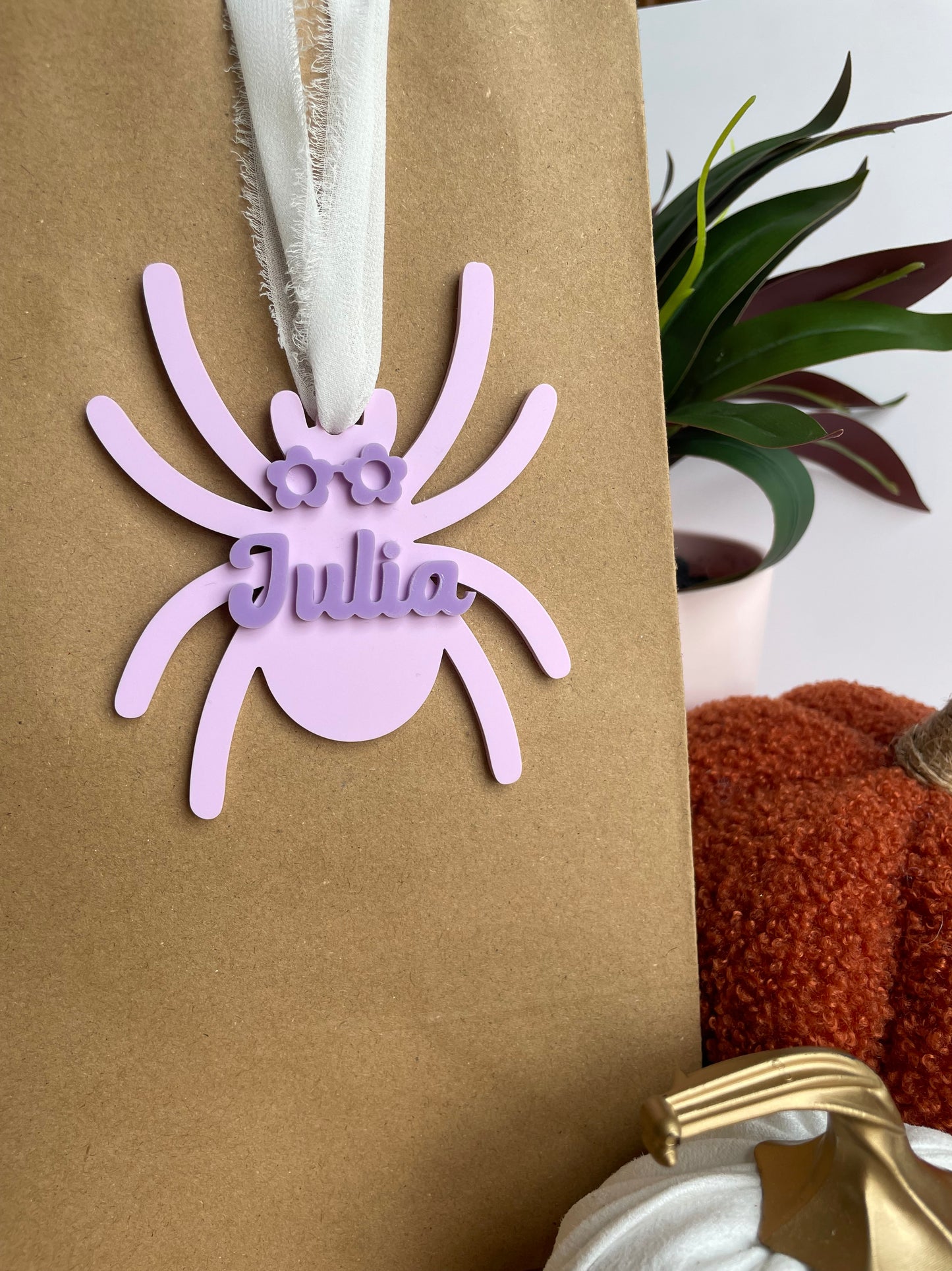 Spooky Purple Spider Acrylic Gift Tag