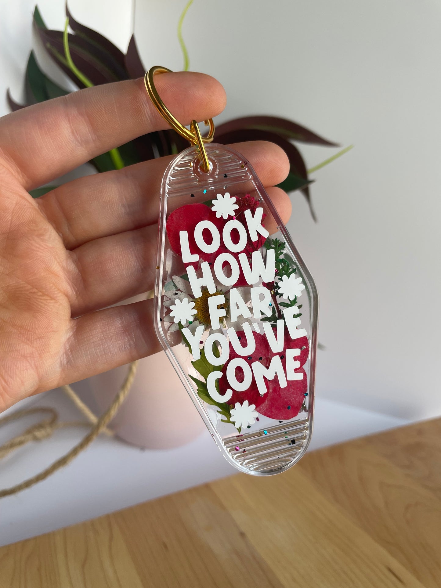 Colorful Dried Flower Clear Acrylic Keychains