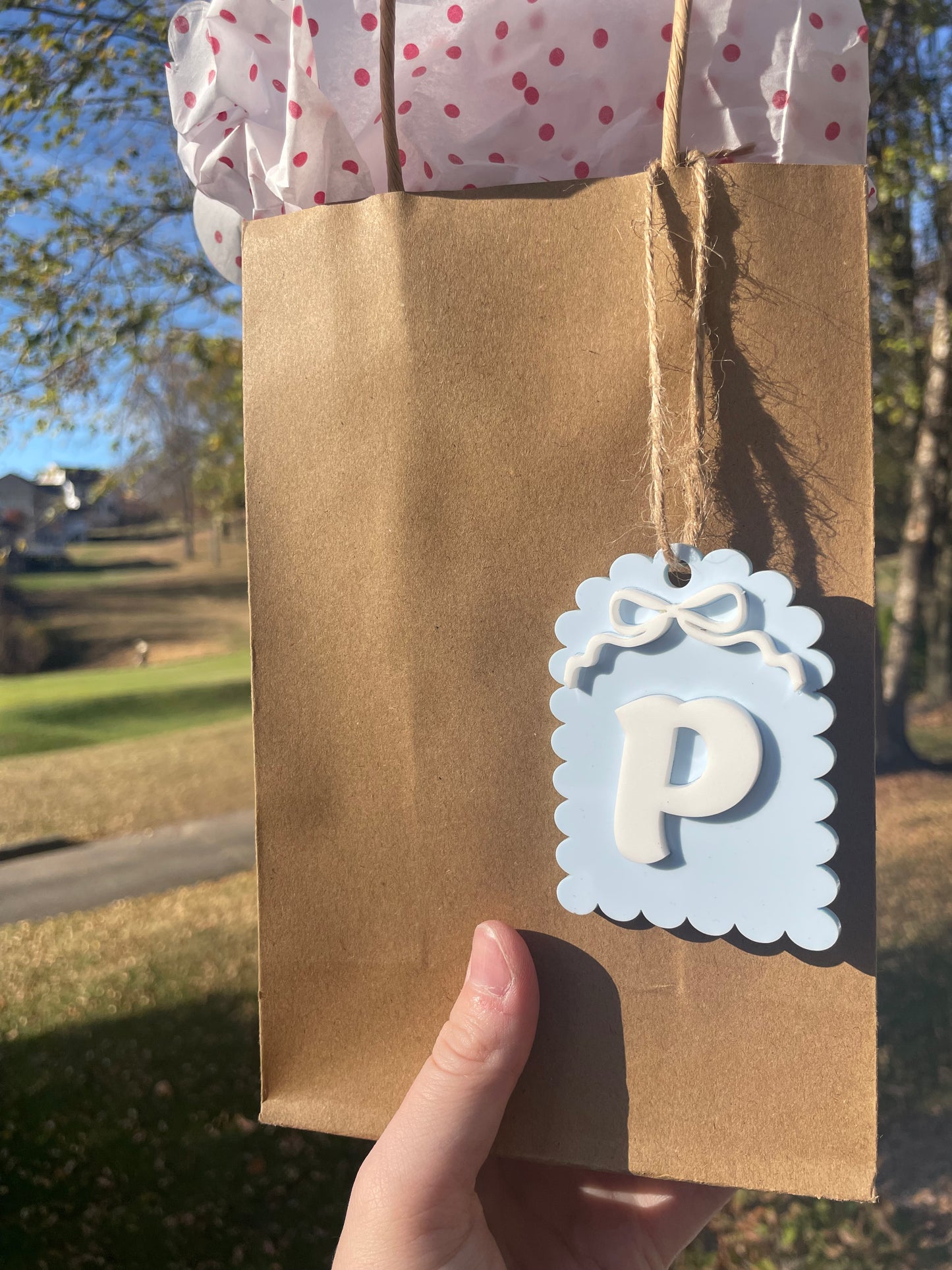 Scalloped Pastel Bow Gift Tag with Twine