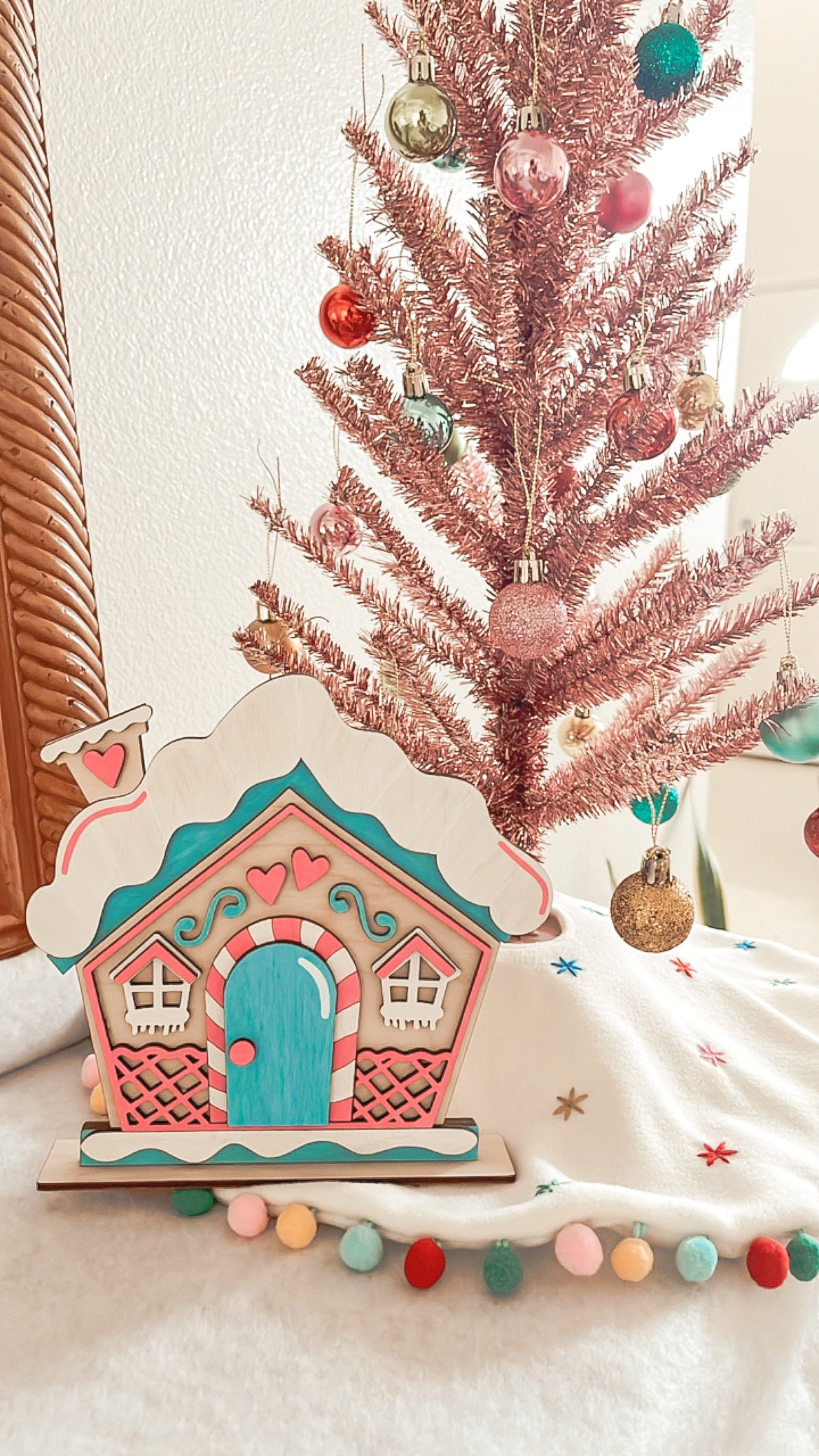 Paint Your Own Holiday Wooden Gingerbread House with Paints and Paintbrushes Included