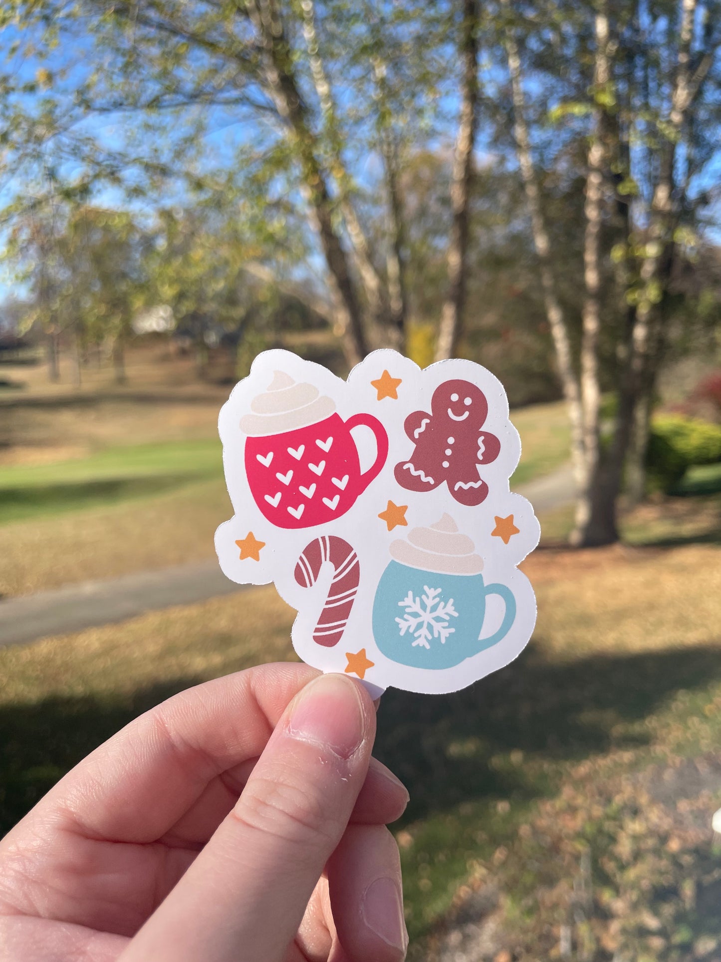 Hot Cocoa and Gingerbread Cookies Matte Die Cut Sticker