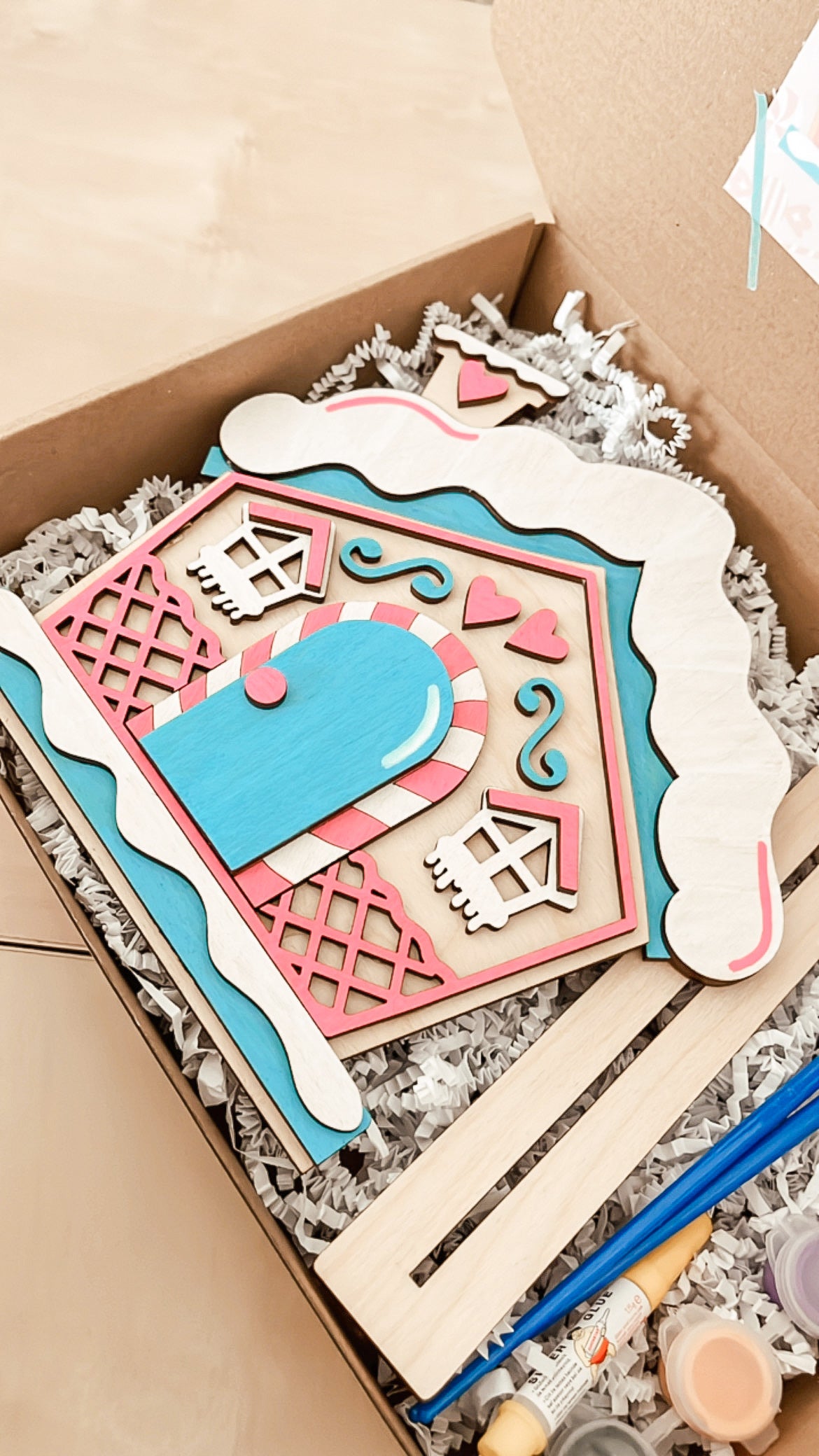 Paint Your Own Holiday Wooden Gingerbread House with Paints and Paintbrushes Included