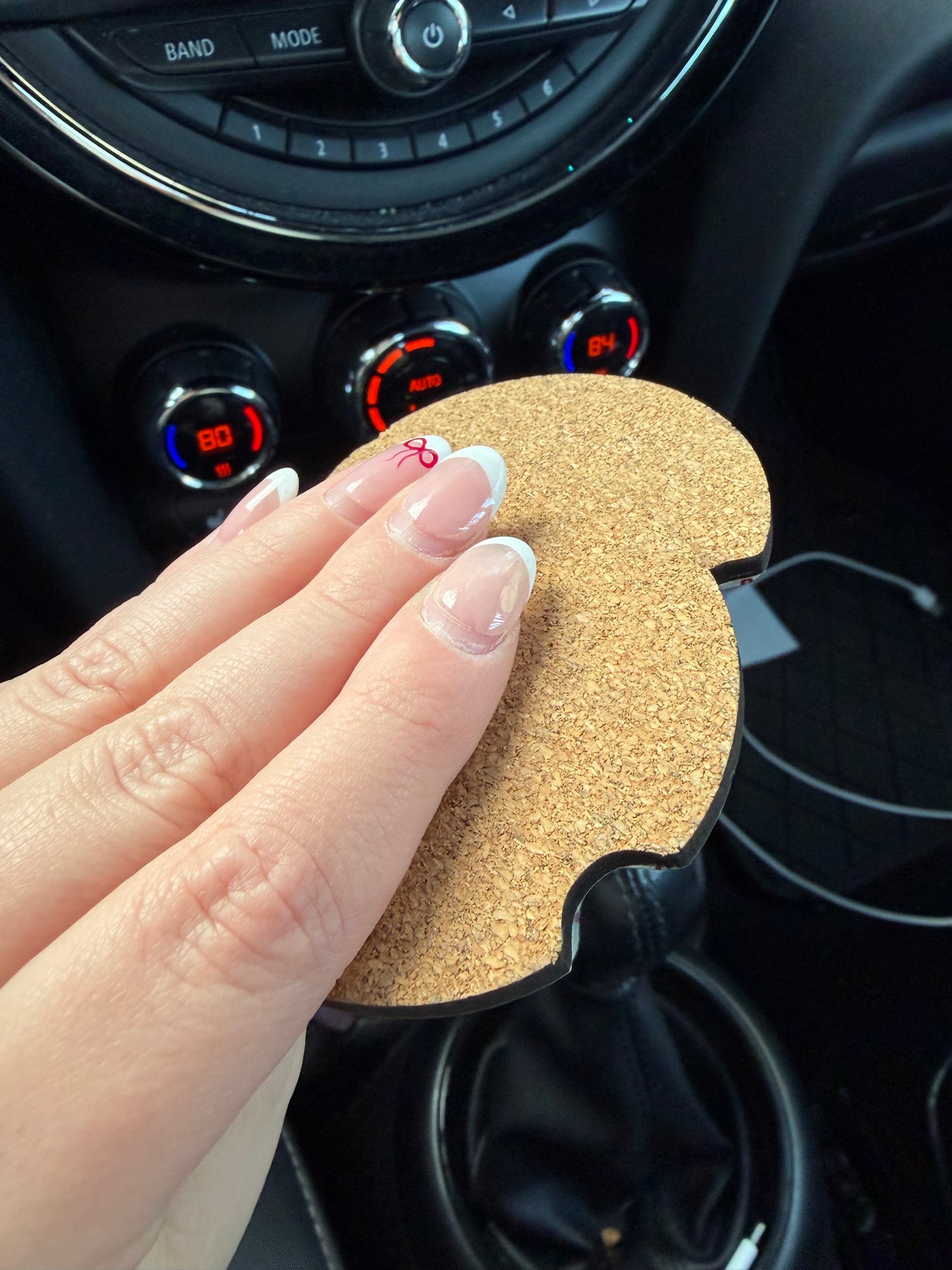 Pink Checkered Daisies Car Coasters