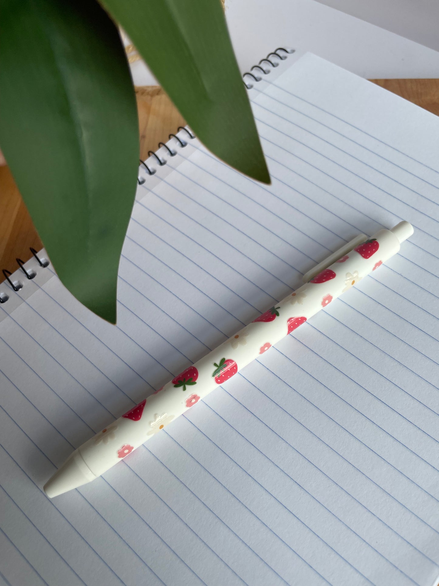 Strawberries and Daises Black Ballpoint Pen