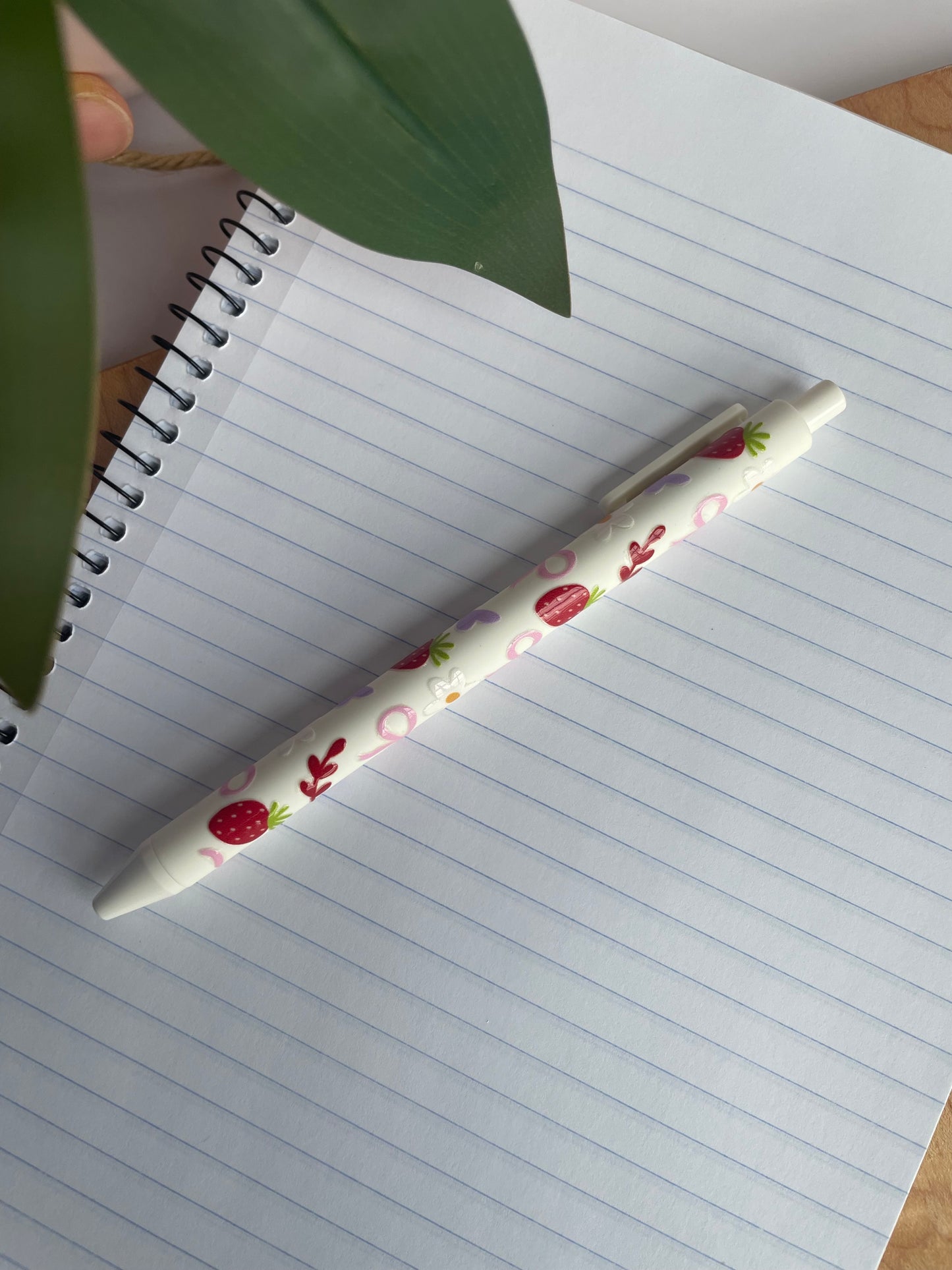 Strawberry and Flower Doodles Black Ballpoint Pen