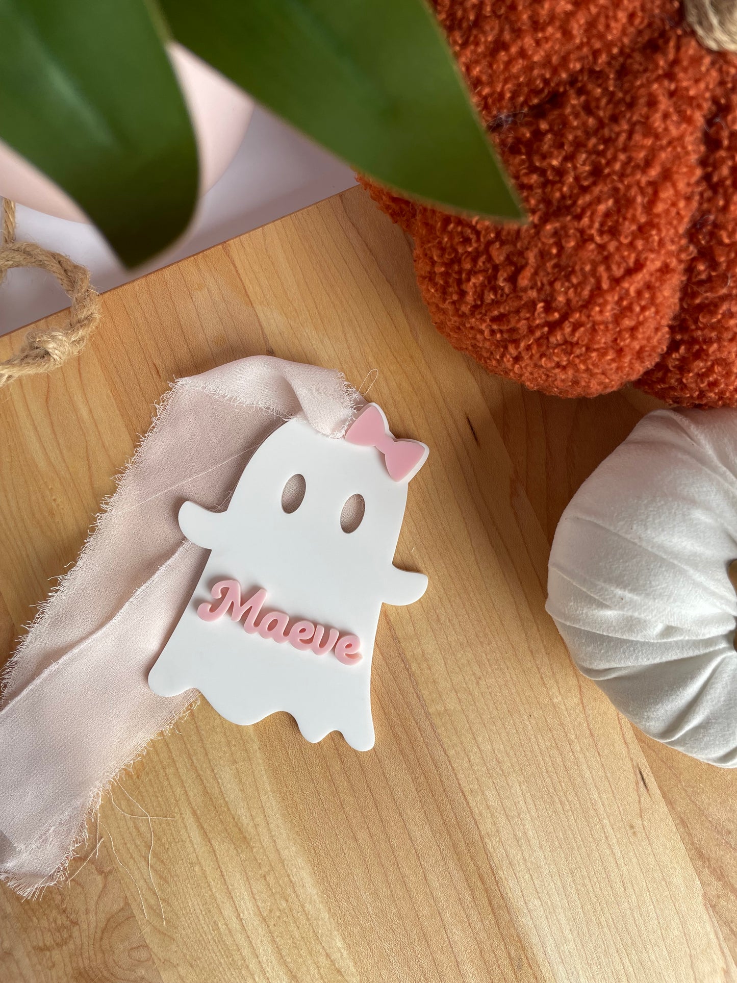 Cute Ghostie with a Bow Acrylic Gift Tag