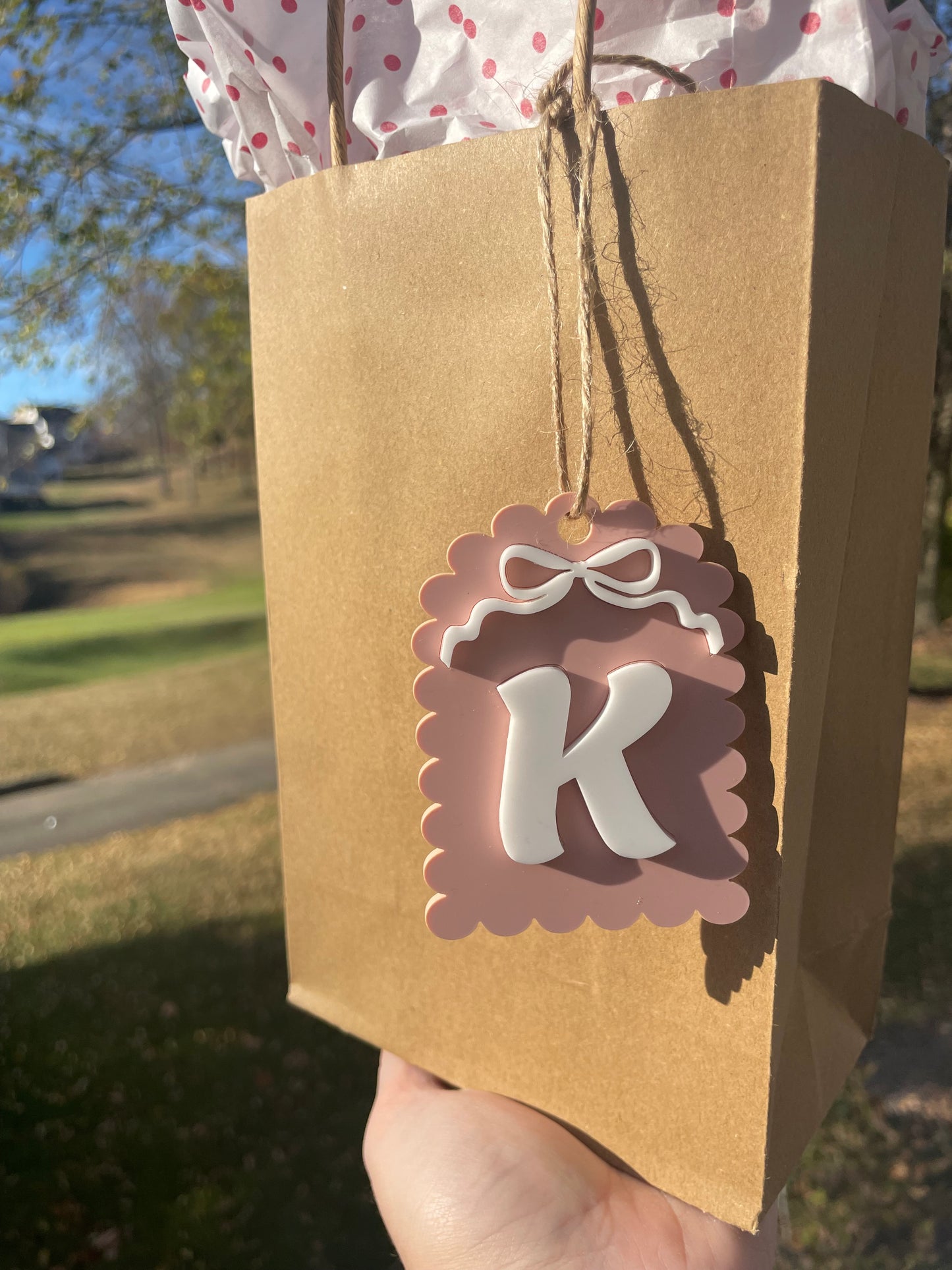 Scalloped Pastel Bow Gift Tag with Twine