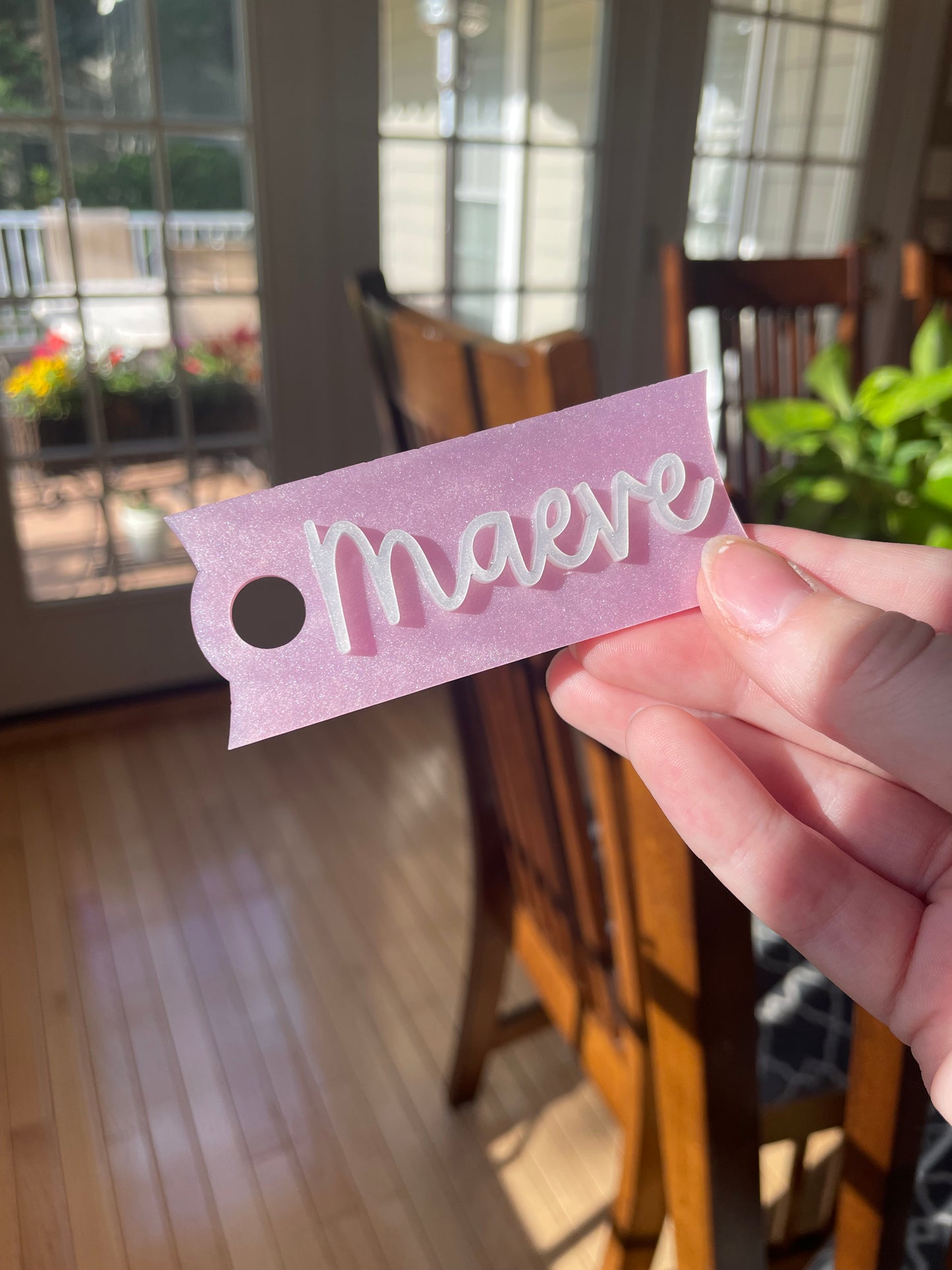 Pearl Pink and White Custom Name 30 and 40 ounce Stanley Topper