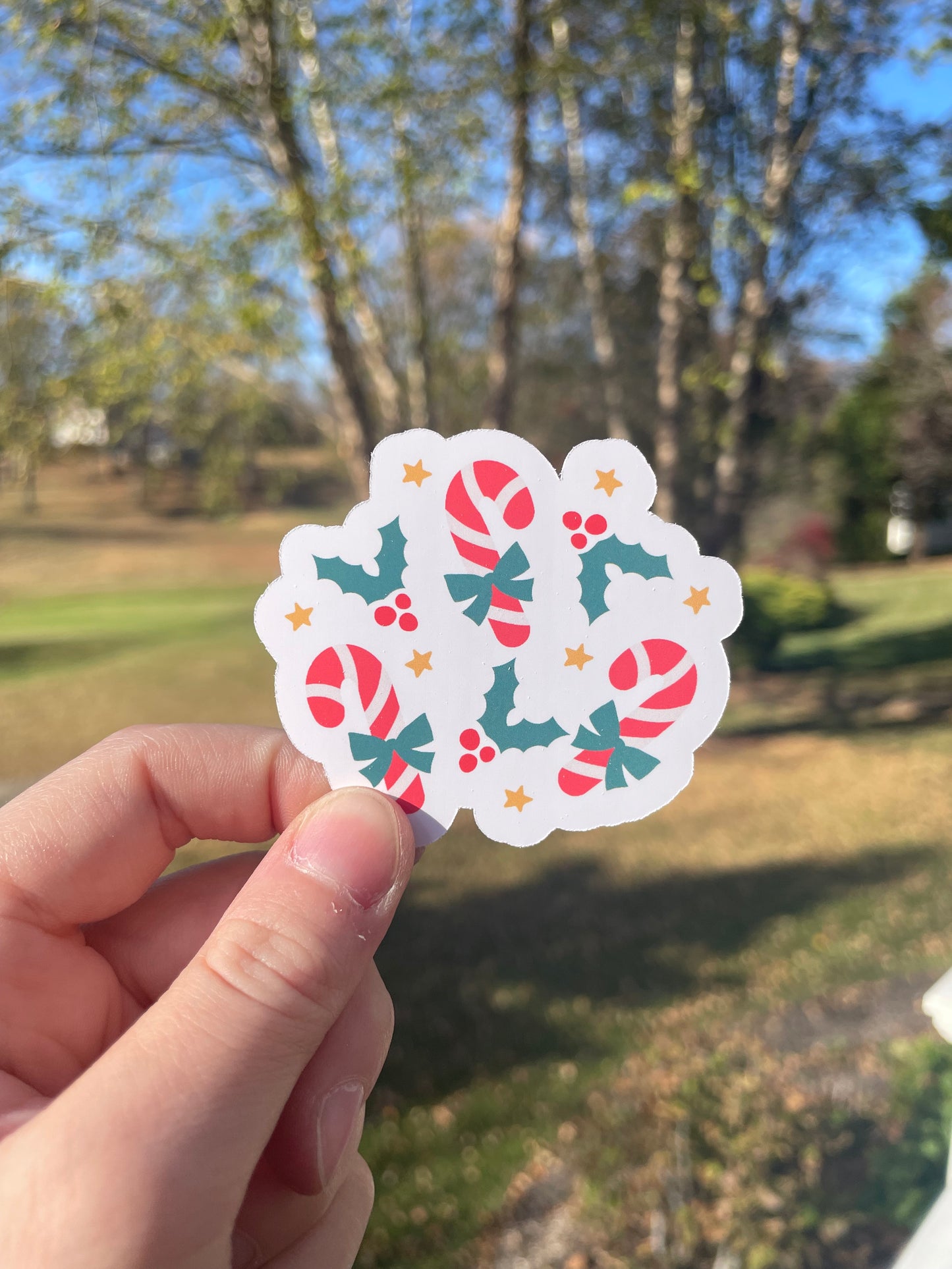 Festive Candy Canes Matte Die Cut Sticker