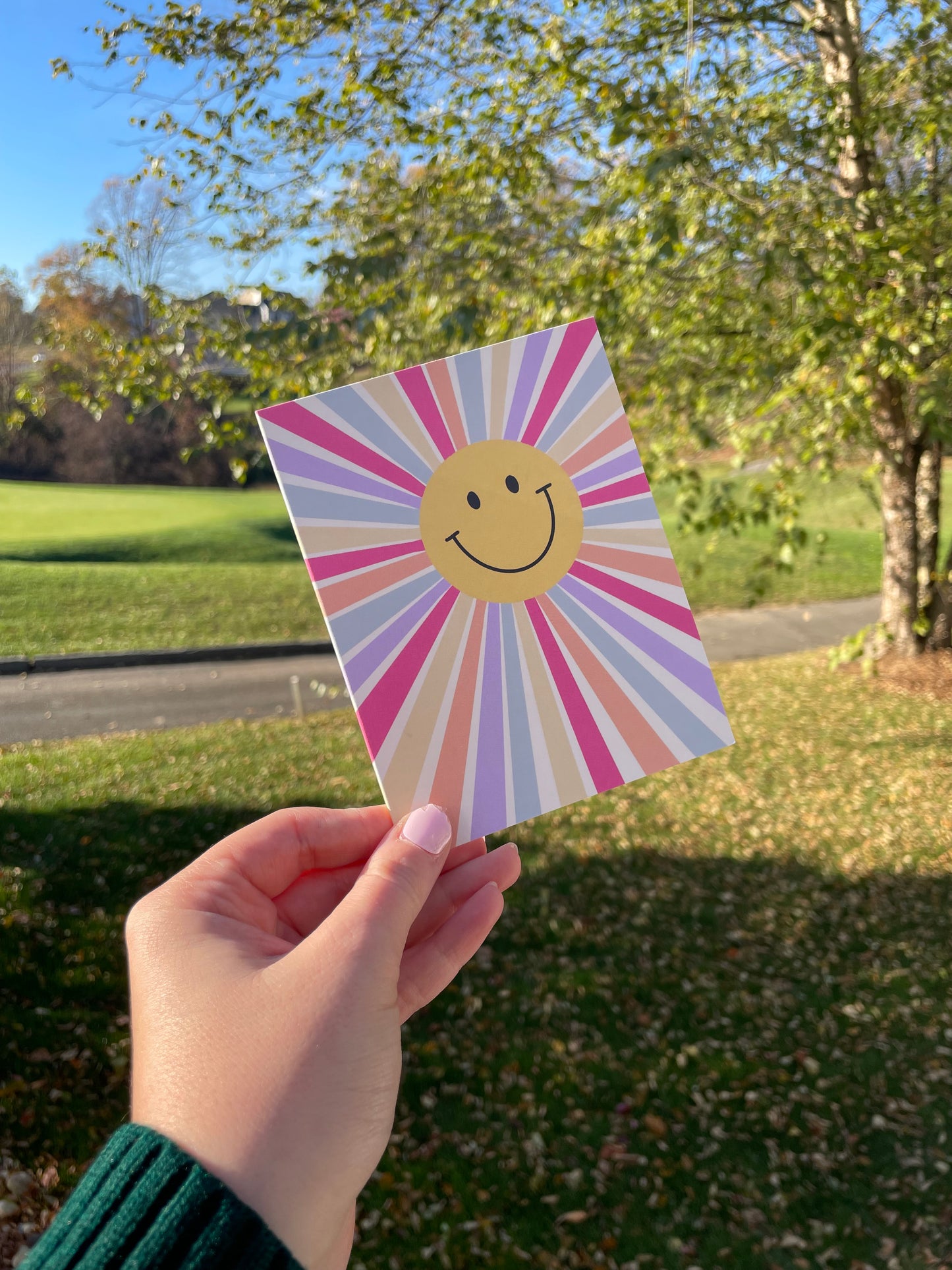 Rainbow Smiley Blank Greeting Card with White Envelope