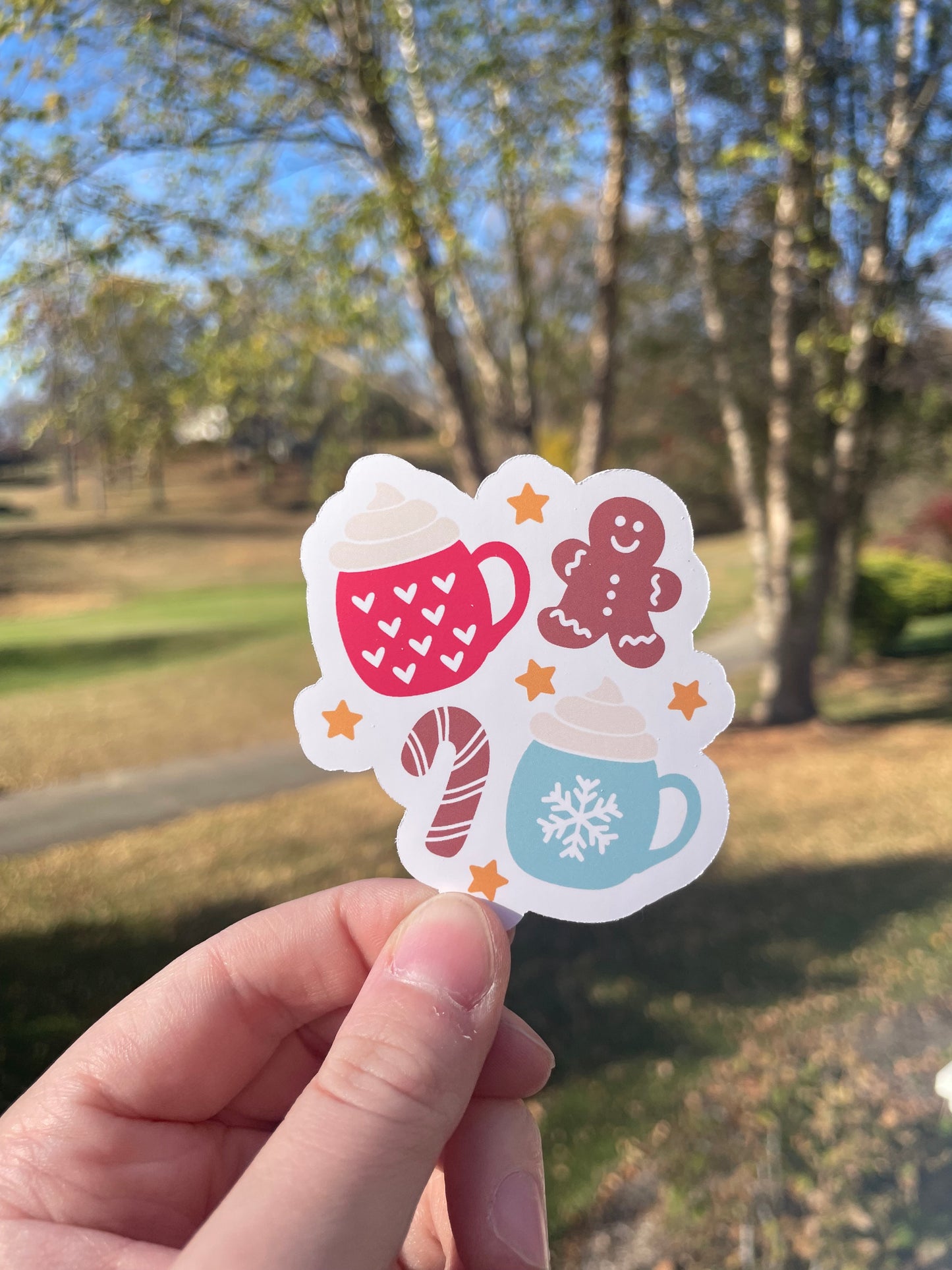 Hot Cocoa and Gingerbread Cookies Matte Die Cut Sticker