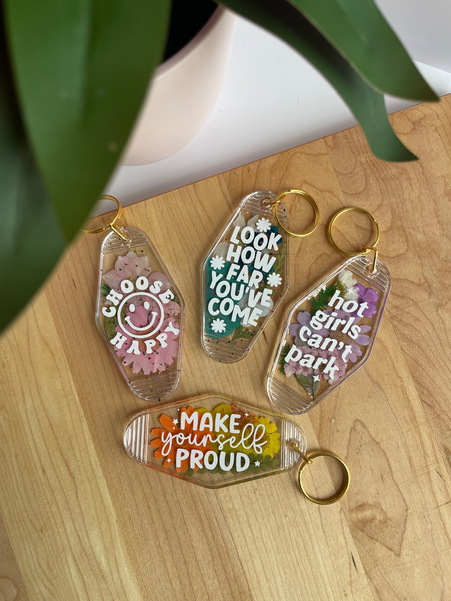 Colorful Dried Flower Clear Acrylic Keychains