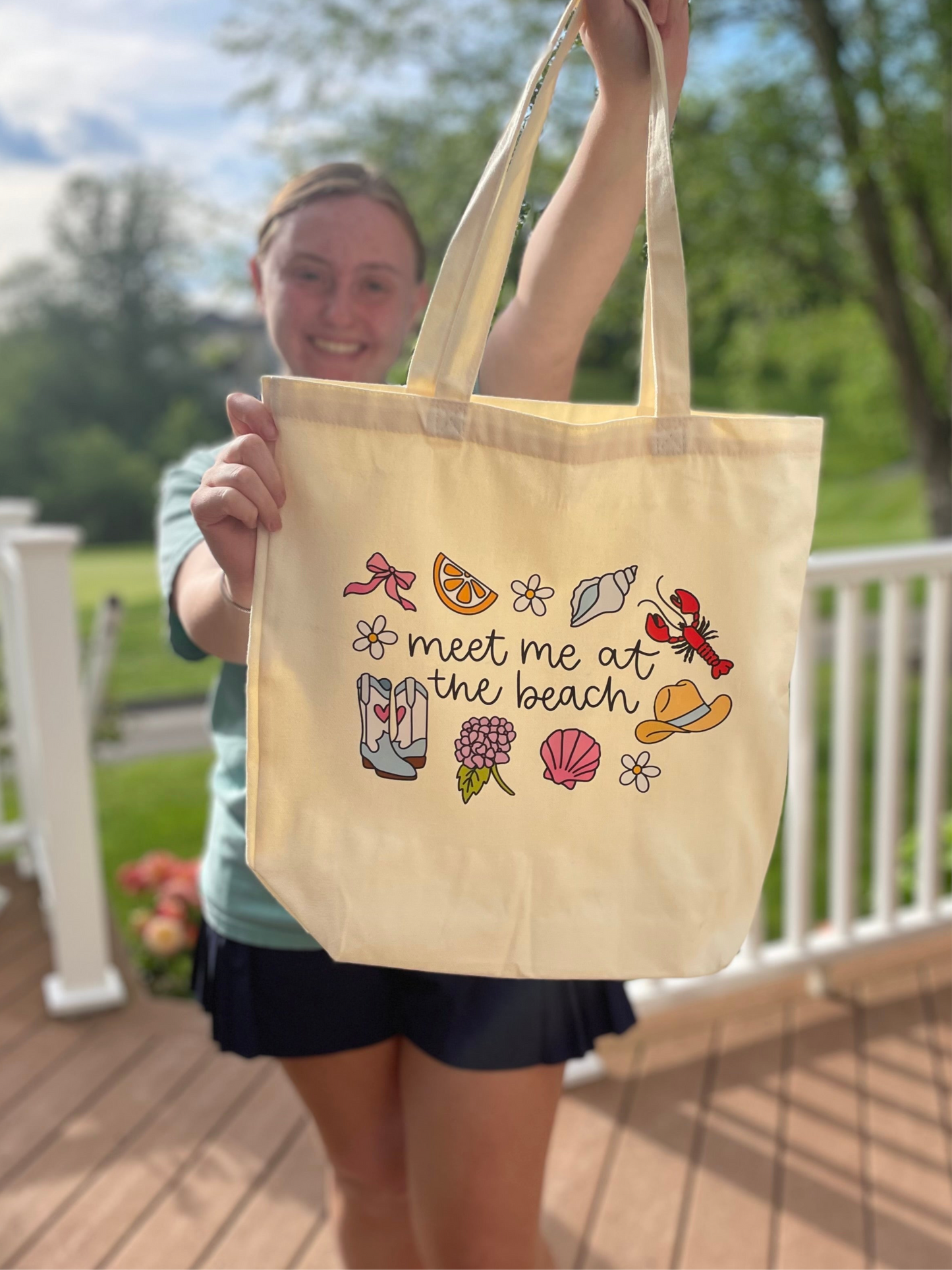 Meet Me At The Beach Canvas Tote Bag