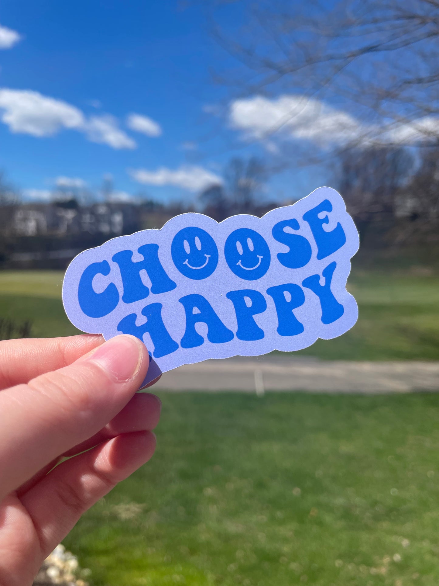 Choose Happy Pink or Blue Die Cut Matte Sticker