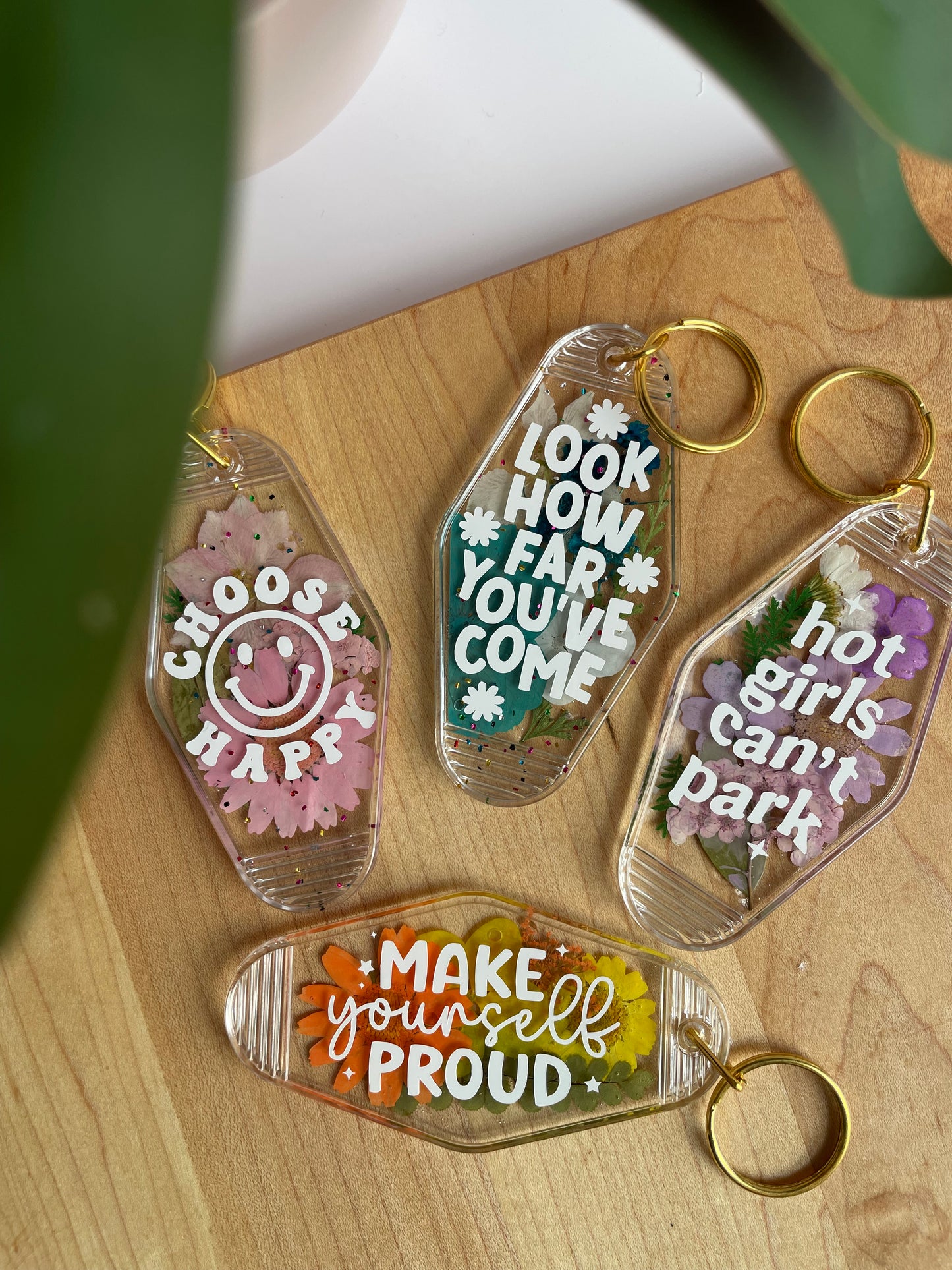 Colorful Dried Flower Clear Acrylic Keychains