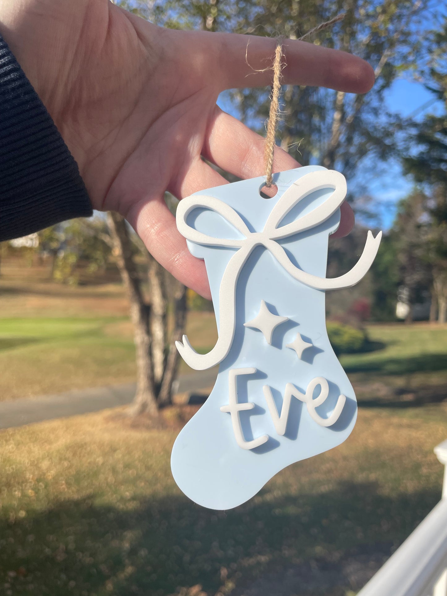 Holiday Stocking Custom Name Gift Tag with Twine