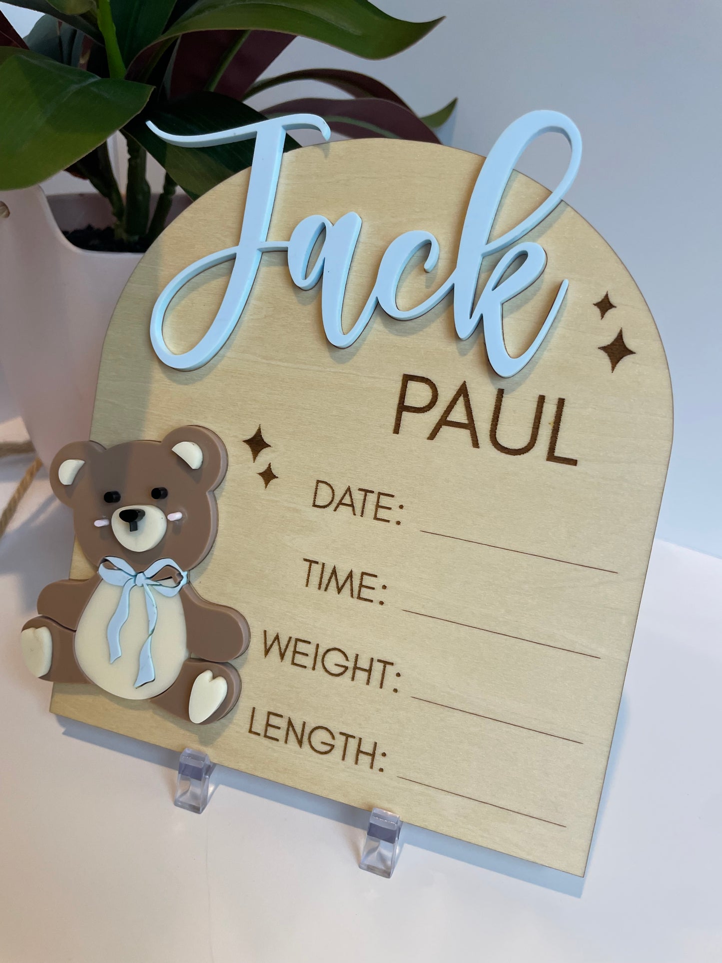 Custom Baby Announcement Teddy Bear Sign