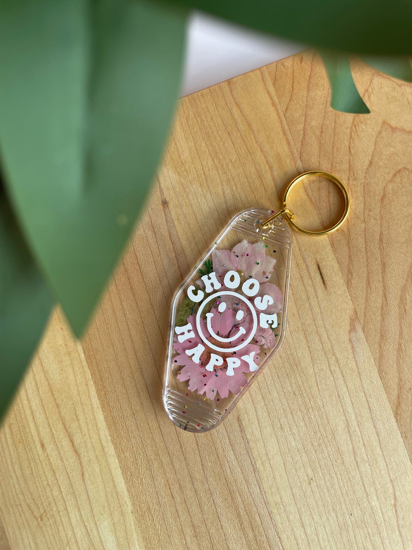 Colorful Dried Flower Clear Acrylic Keychains