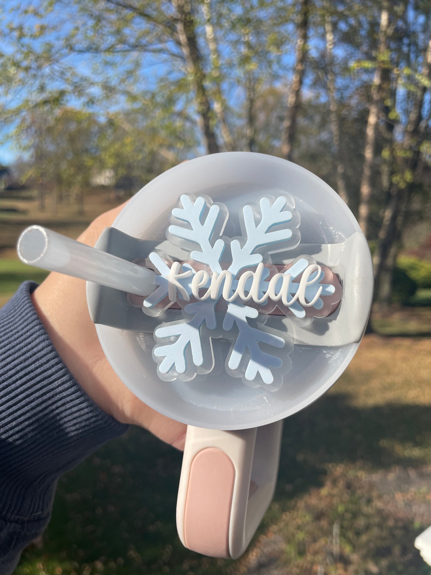 Sparkling Snowflake Custom Name 30 and 40 ounce Stanley Topper for Waterbottles