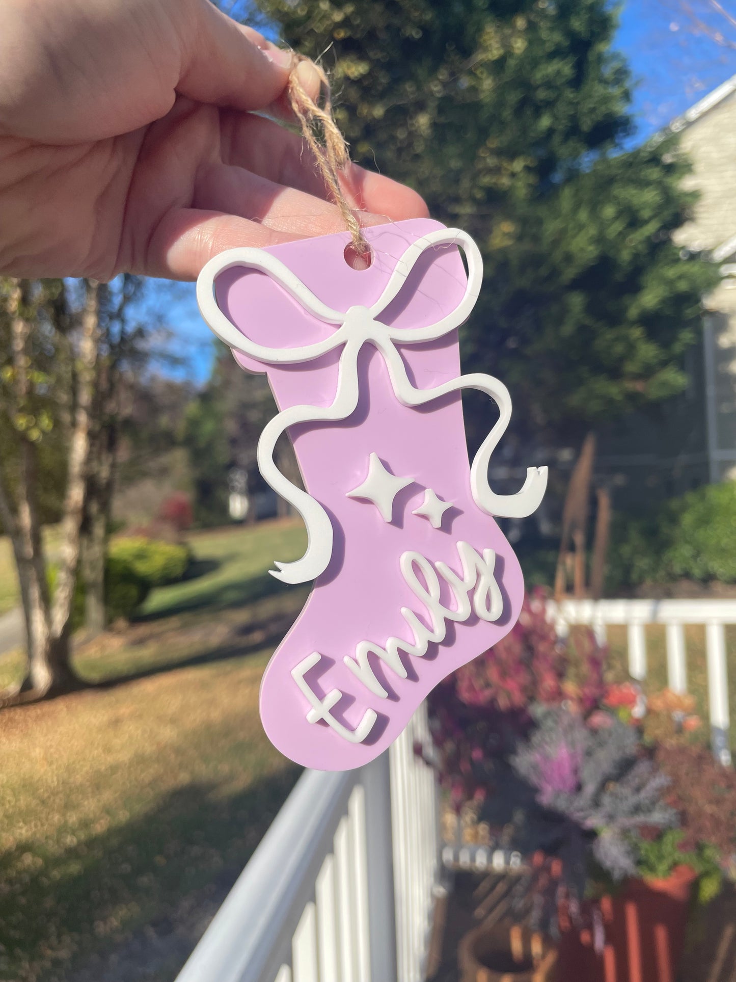 Holiday Stocking Custom Name Gift Tag with Twine