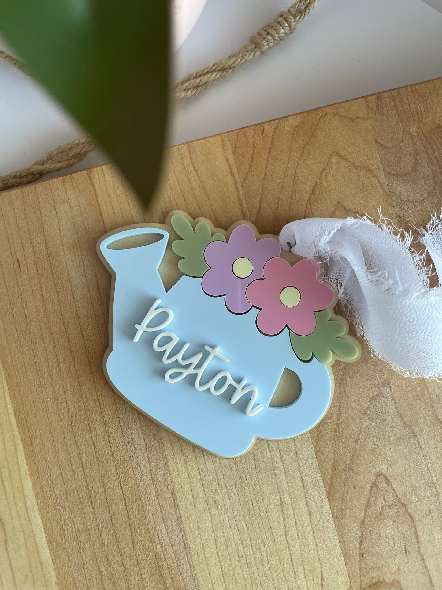 Blooming Watering Can Acrylic Gift Tag