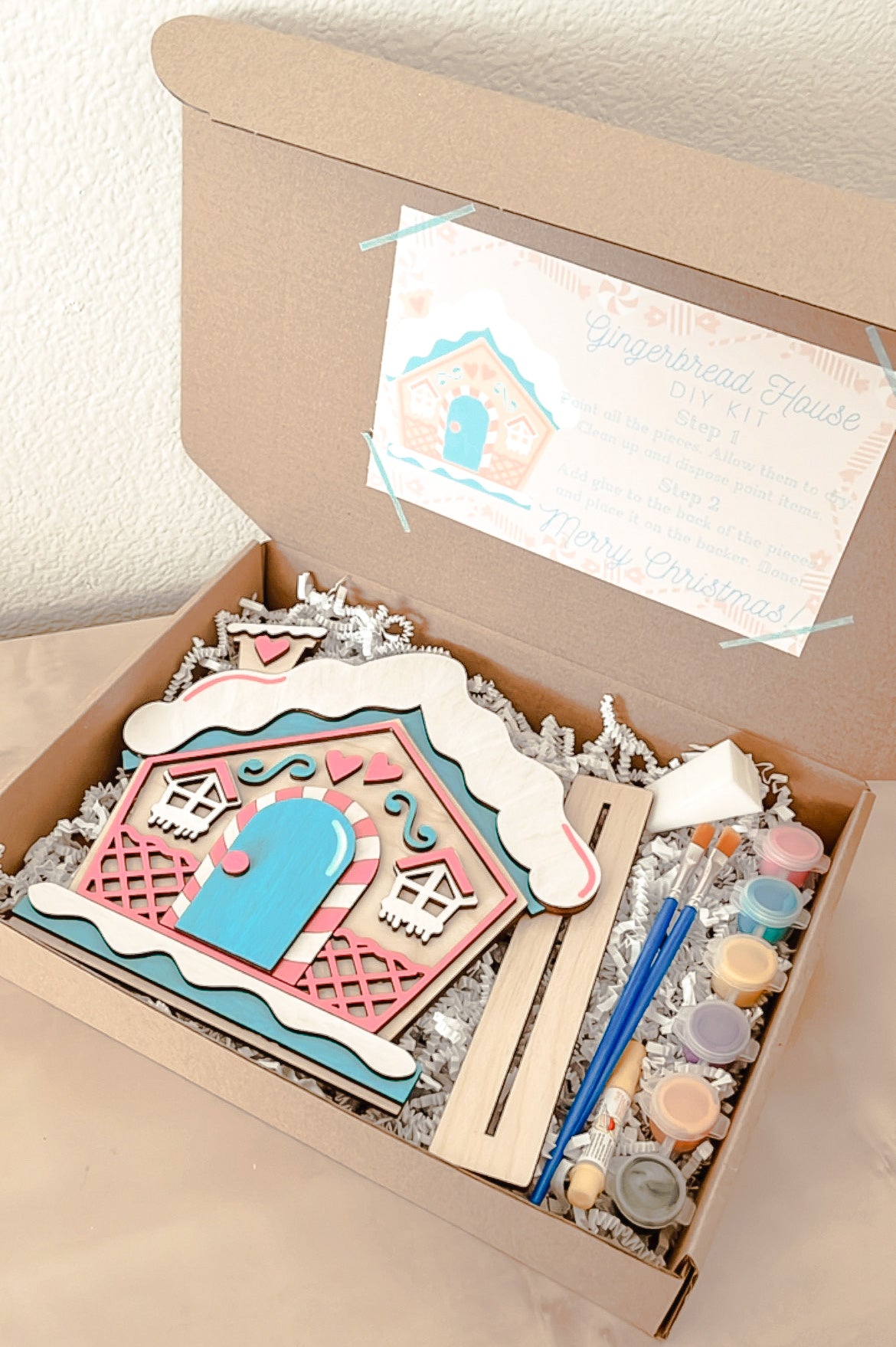 Paint Your Own Holiday Wooden Gingerbread House with Paints and Paintbrushes Included