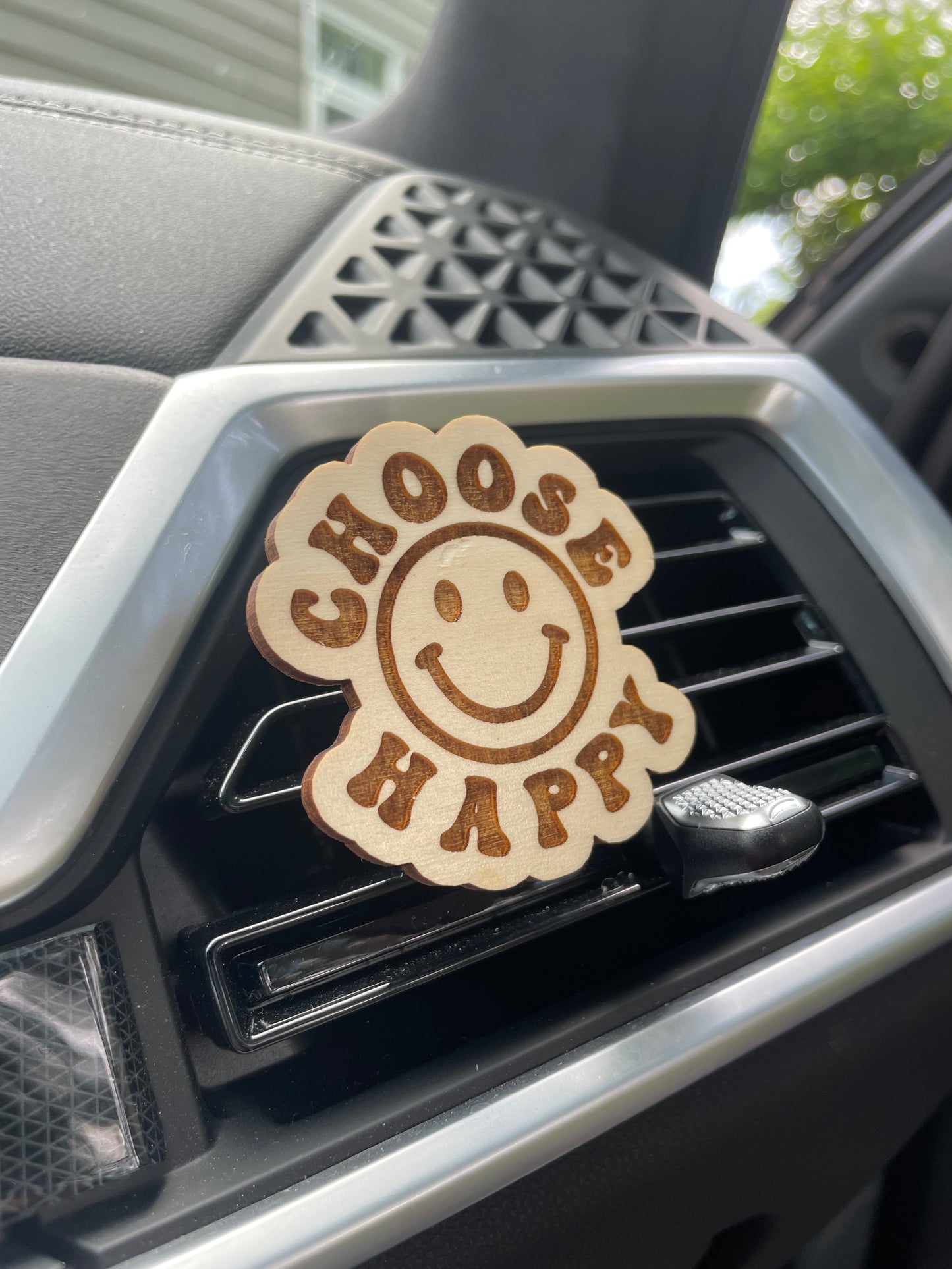 Choose Happy Wooden Car Vent Clip