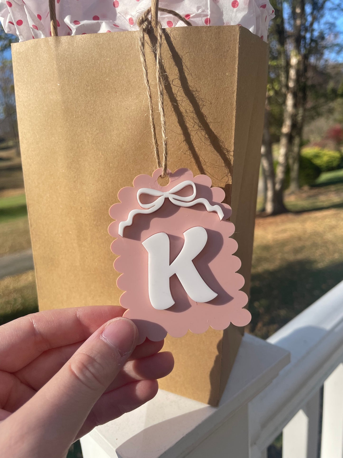 Scalloped Pastel Bow Gift Tag with Twine