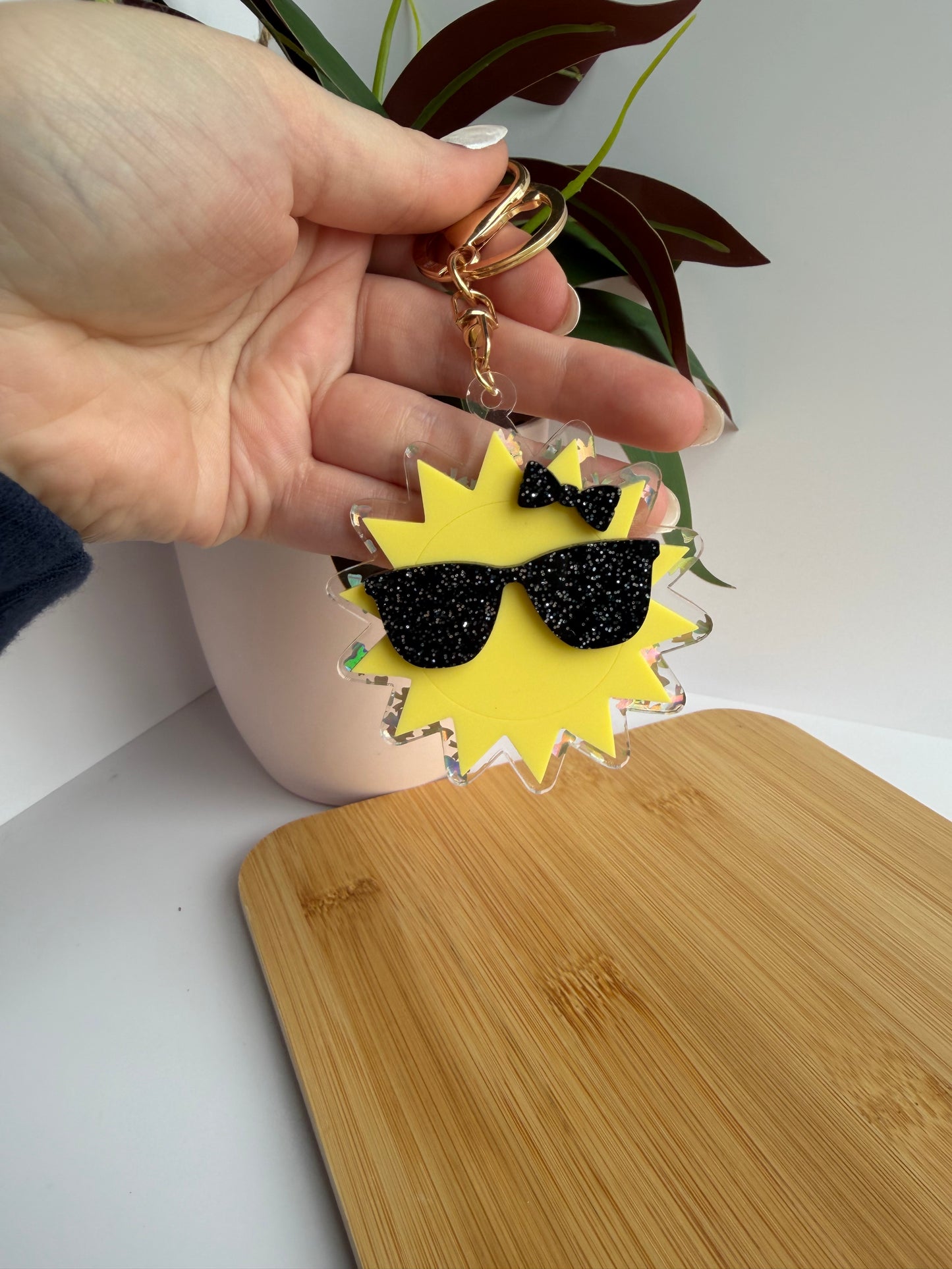 Sunny Shades Acrylic Keychain with Gold Features