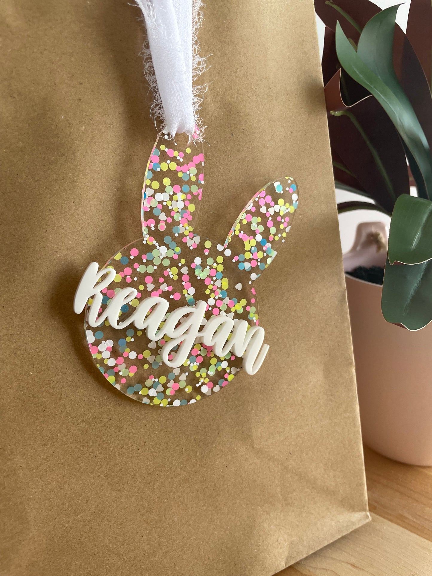 Pastel Confetti Bunny Gift Tag