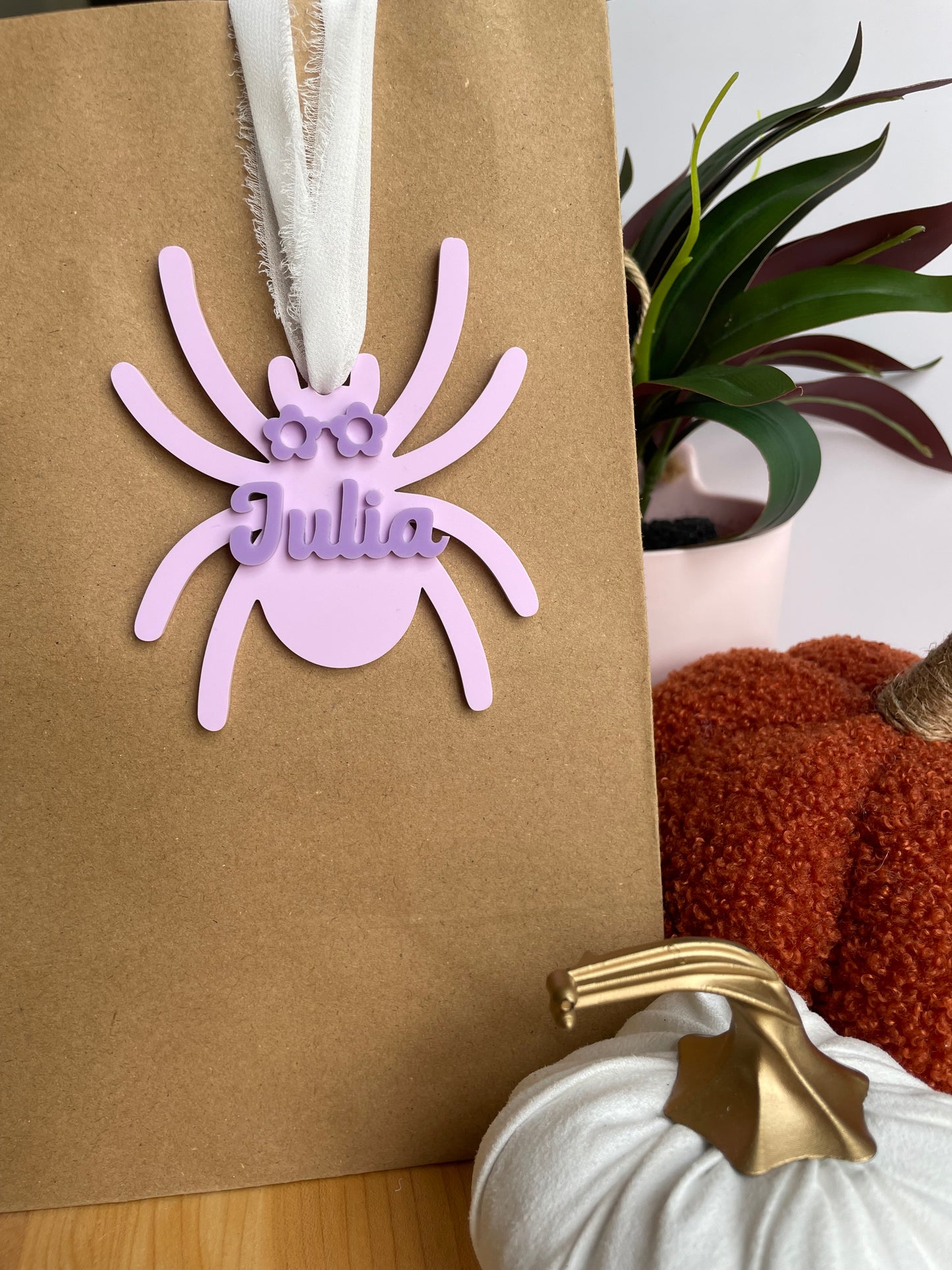 Spooky Purple Spider Acrylic Gift Tag