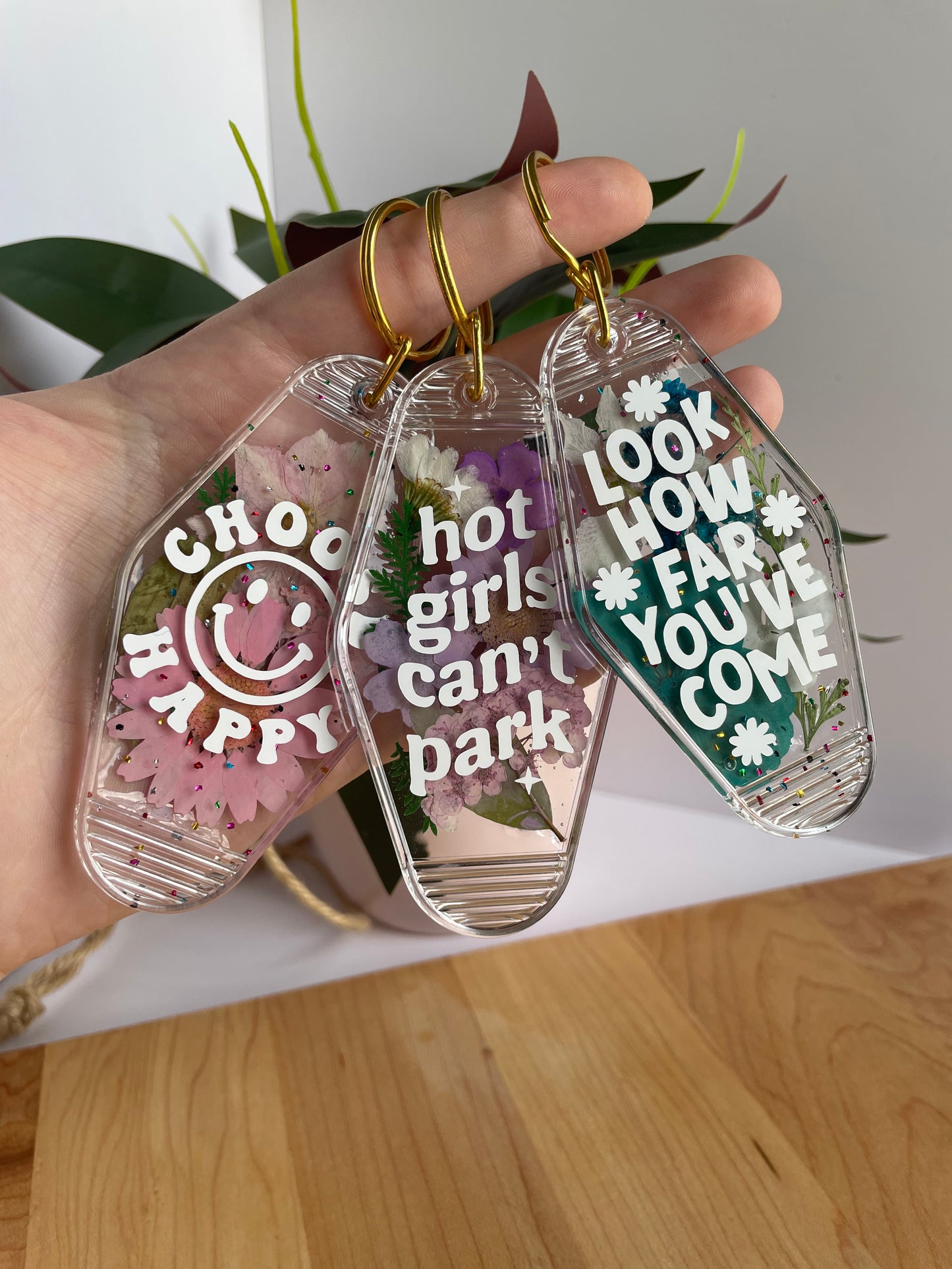 Colorful Dried Flower Clear Acrylic Keychains
