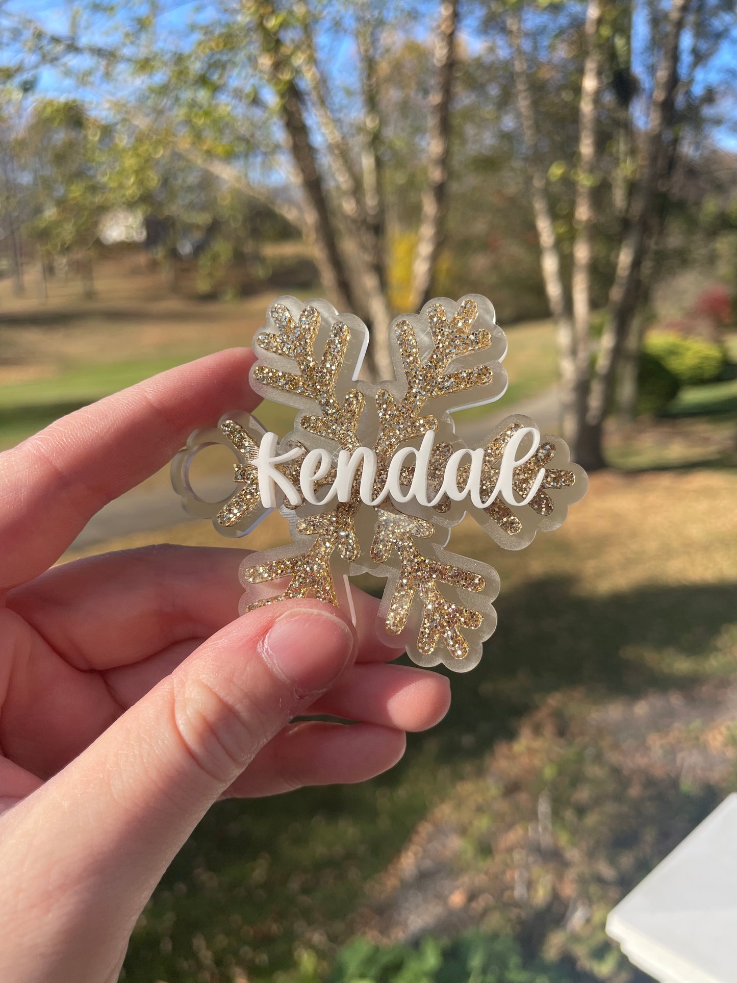 Sparkling Snowflake Custom Name 30 and 40 ounce Stanley Topper for Waterbottles