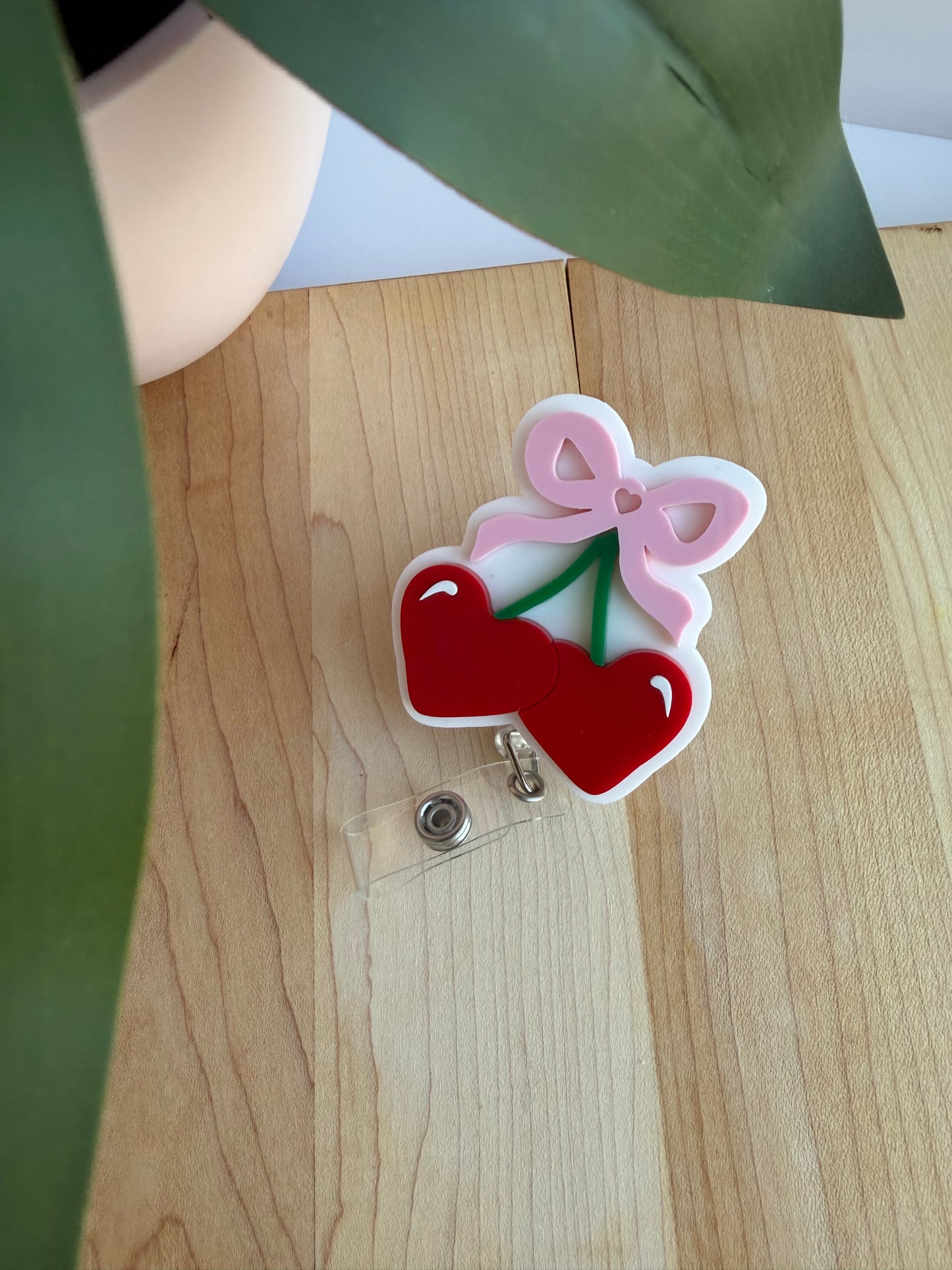 Cherries with a Bow Acrylic Badge Reel