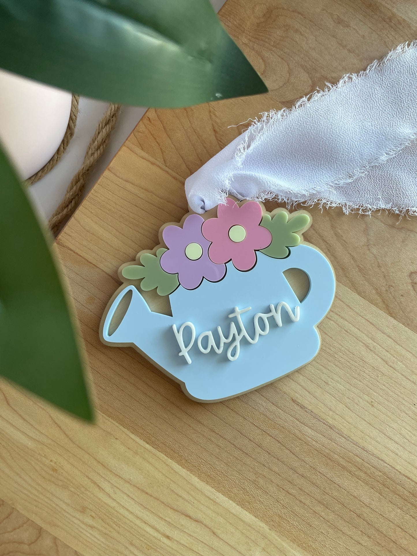 Blooming Watering Can Acrylic Gift Tag