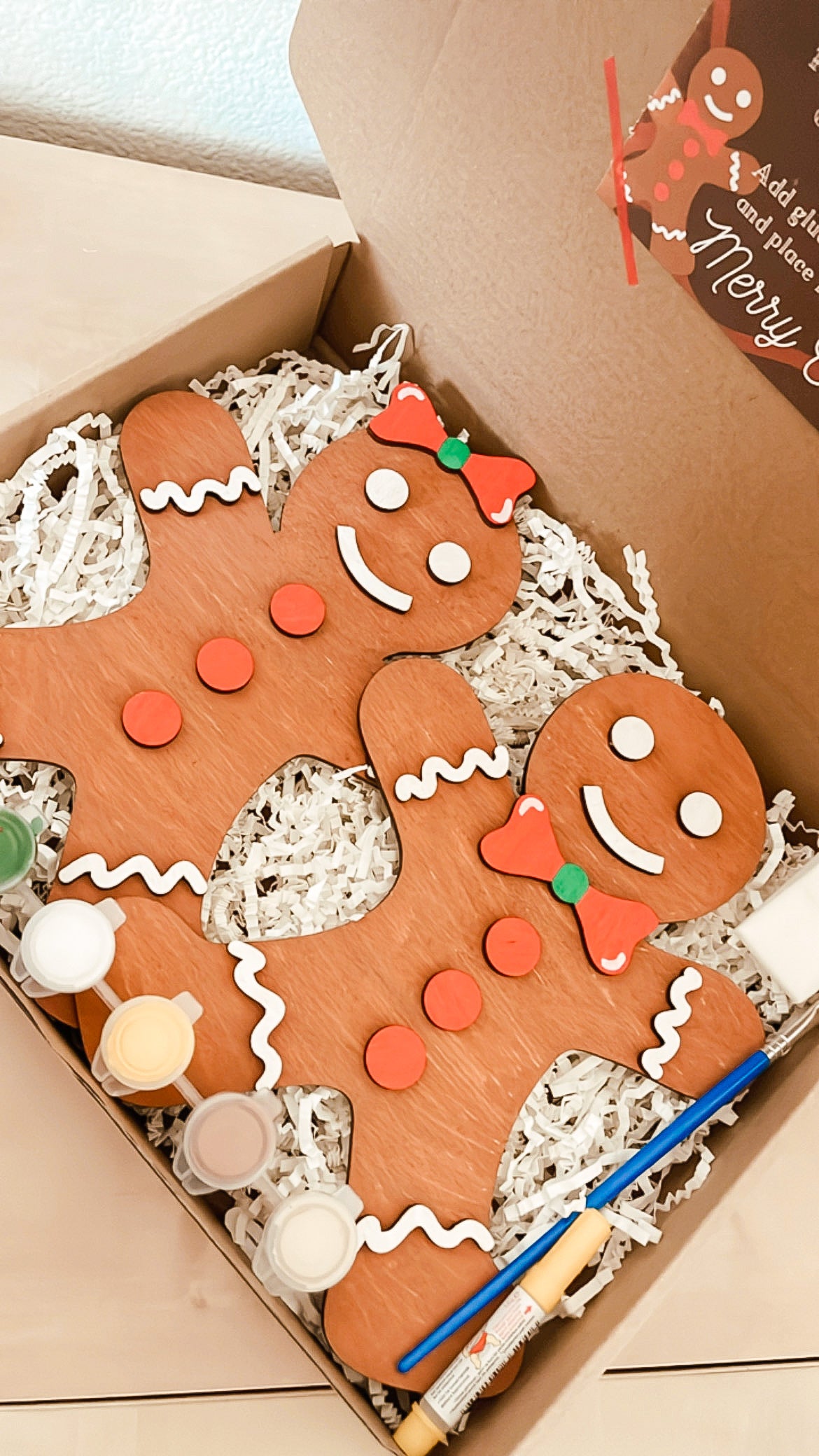 Paint Your Own Wooden Gingerbread Cookies with Paint and Paintbrushes Included