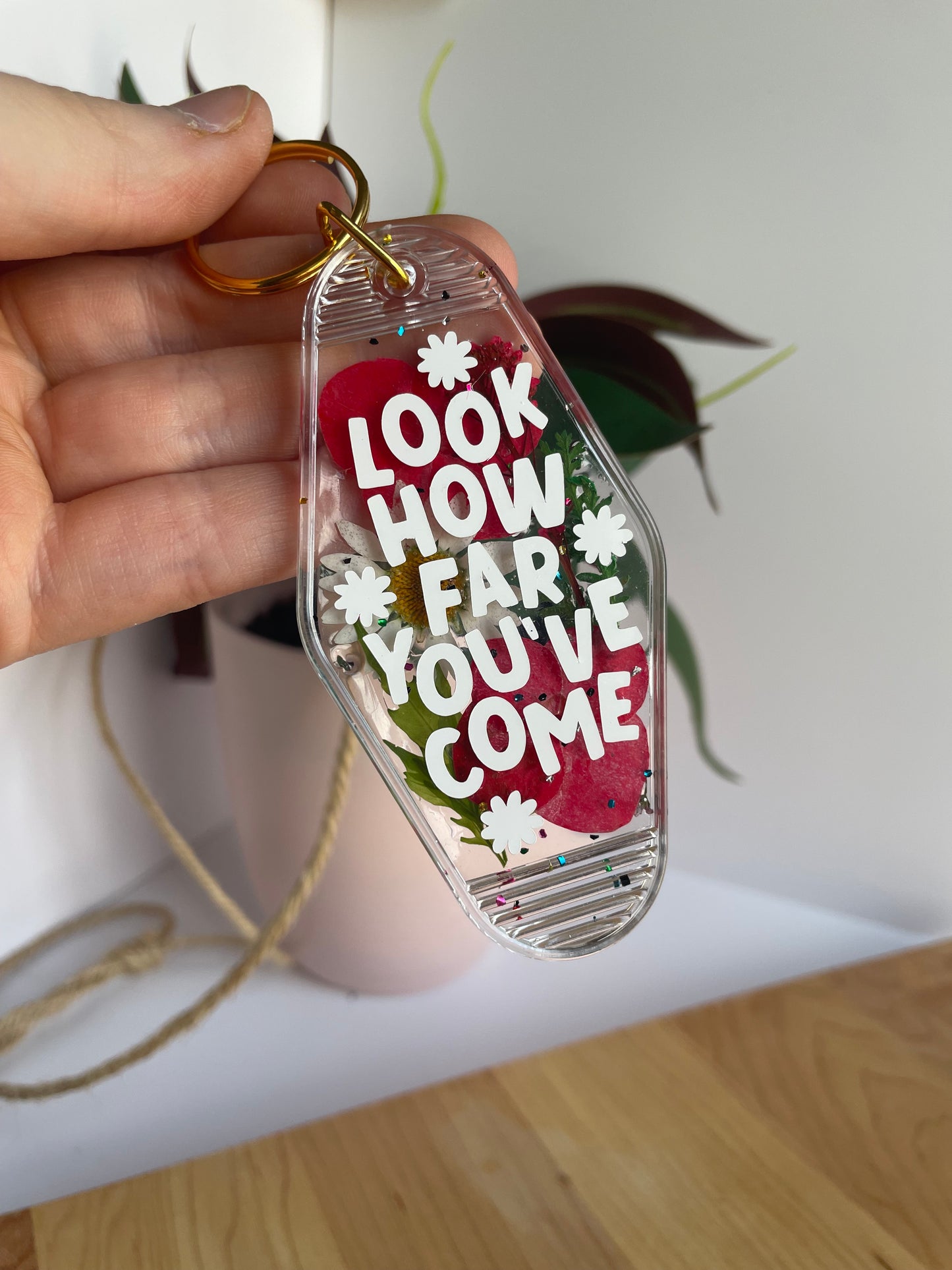 Colorful Dried Flower Clear Acrylic Keychains