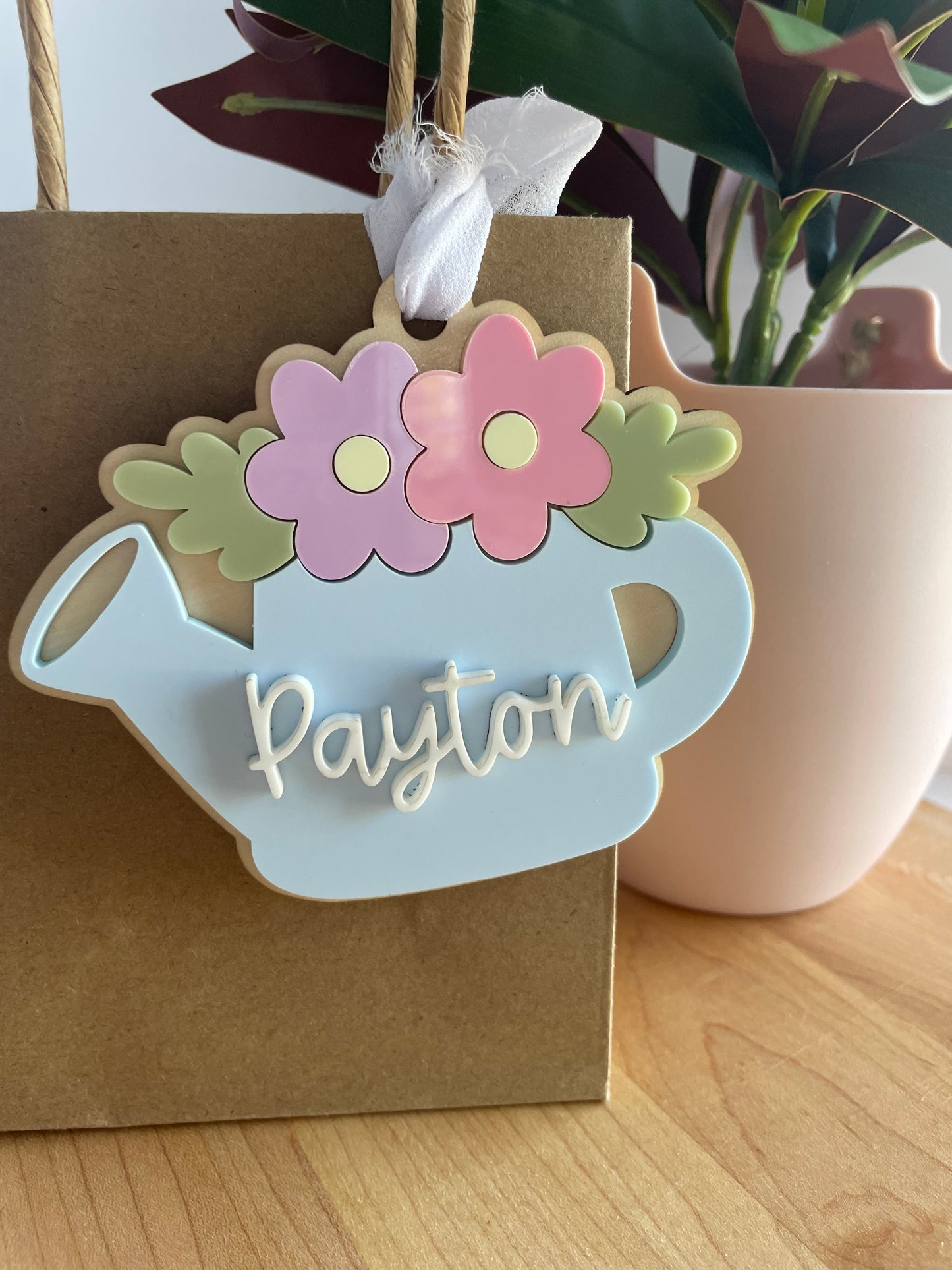 Blooming Watering Can Acrylic Gift Tag