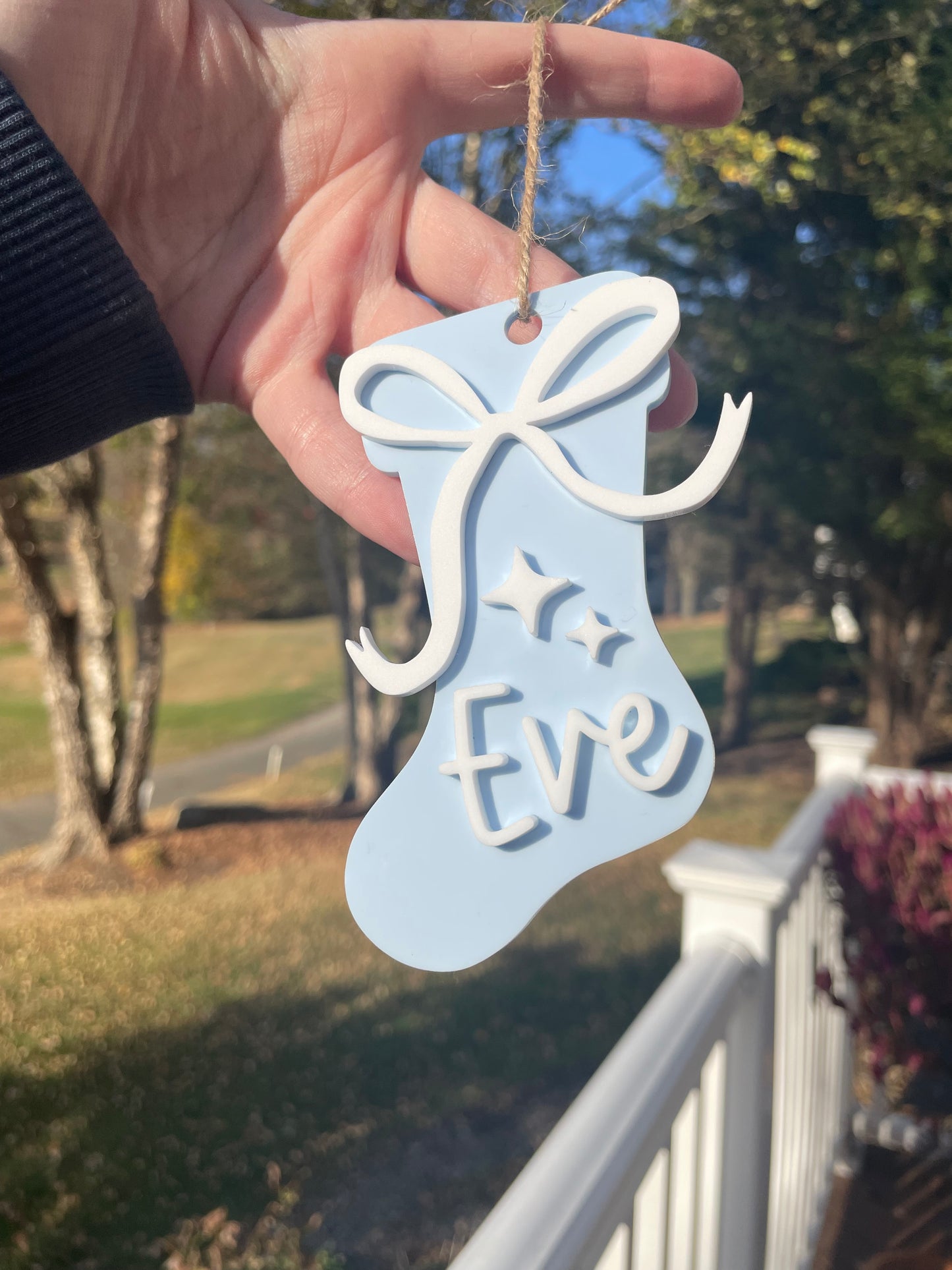 Holiday Stocking Custom Name Gift Tag with Twine