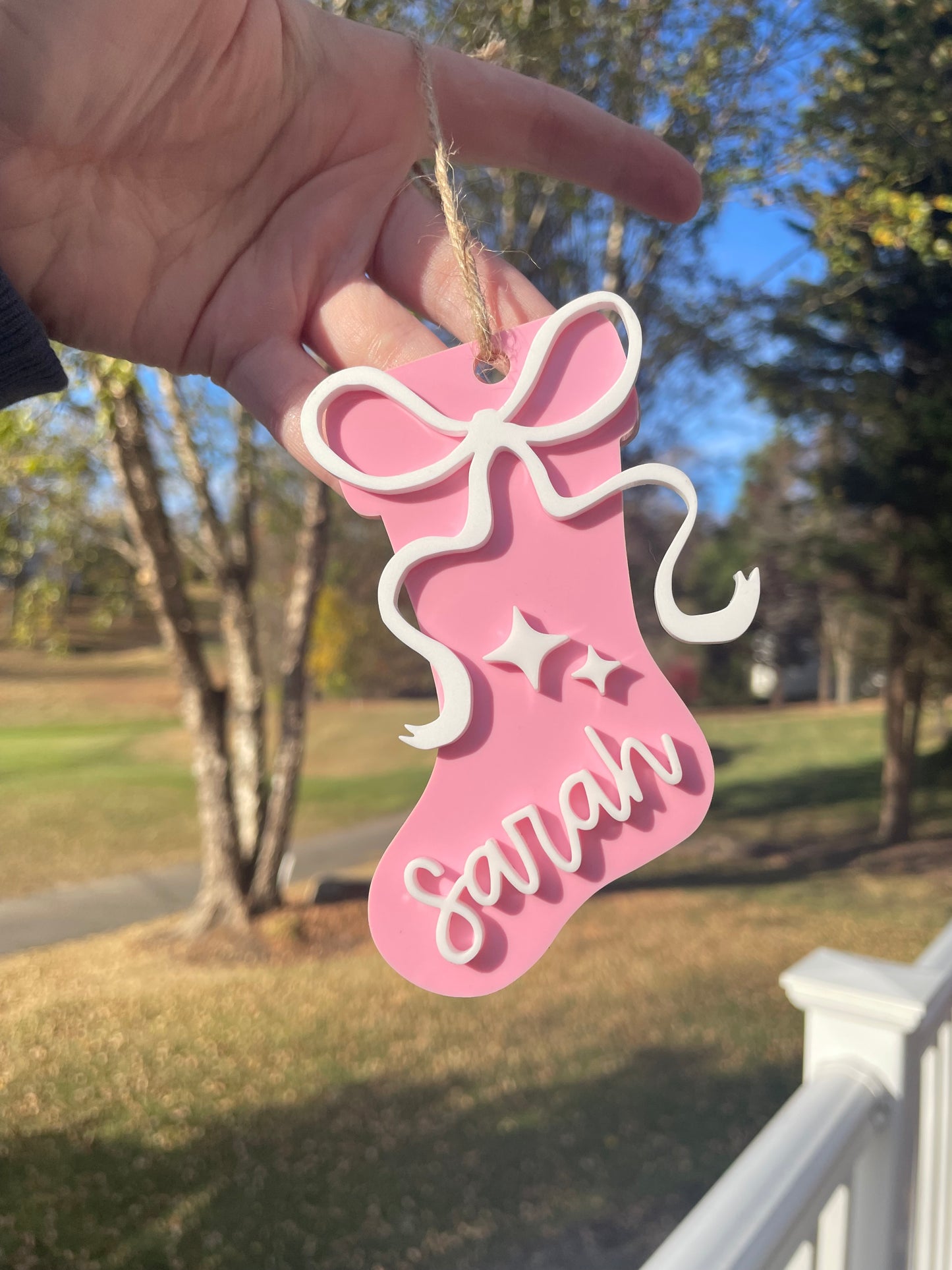 Holiday Stocking Custom Name Gift Tag with Twine