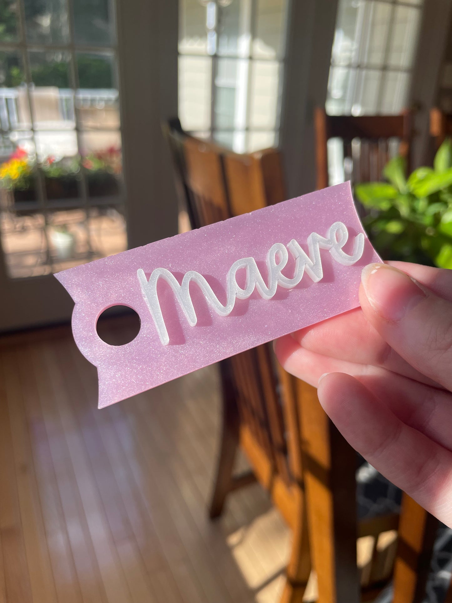 Pearl Pink and White Custom Name 30 and 40 ounce Stanley Topper