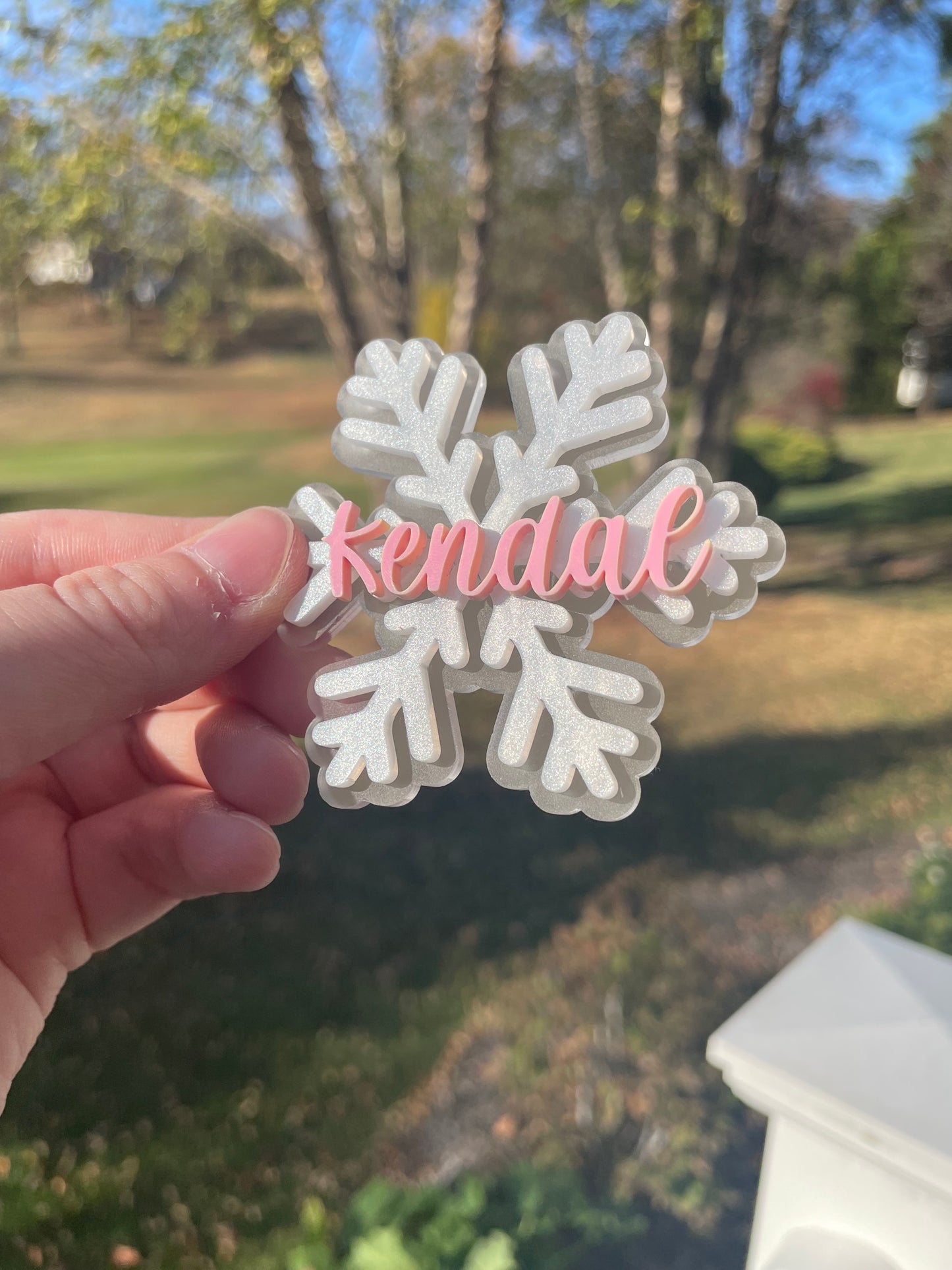 Sparkling Snowflake Custom Name 30 and 40 ounce Stanley Topper for Waterbottles