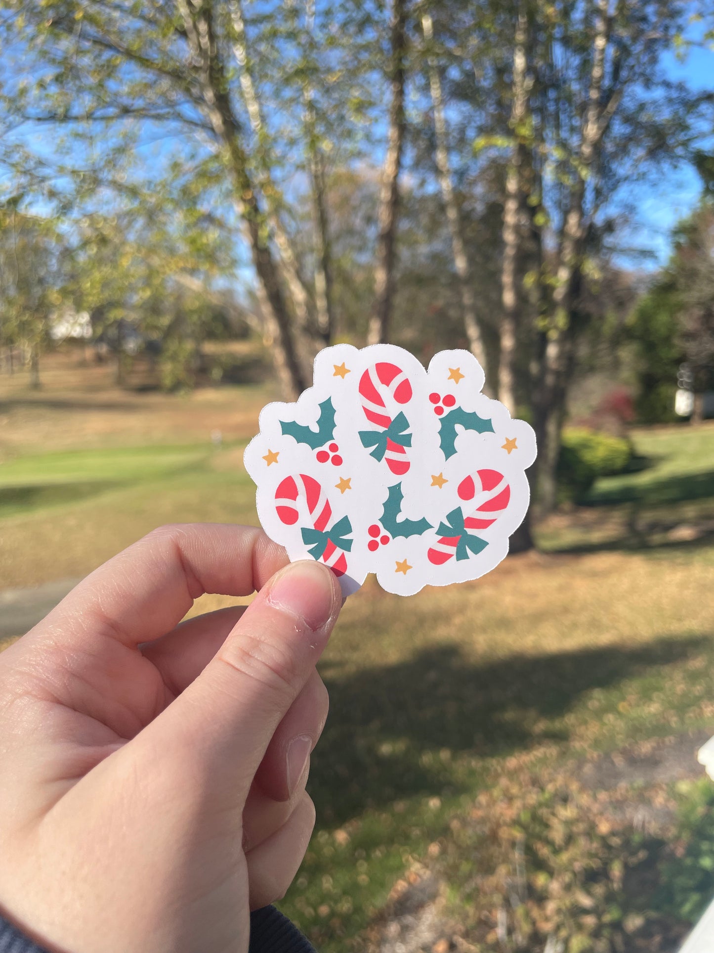Festive Candy Canes Matte Die Cut Sticker
