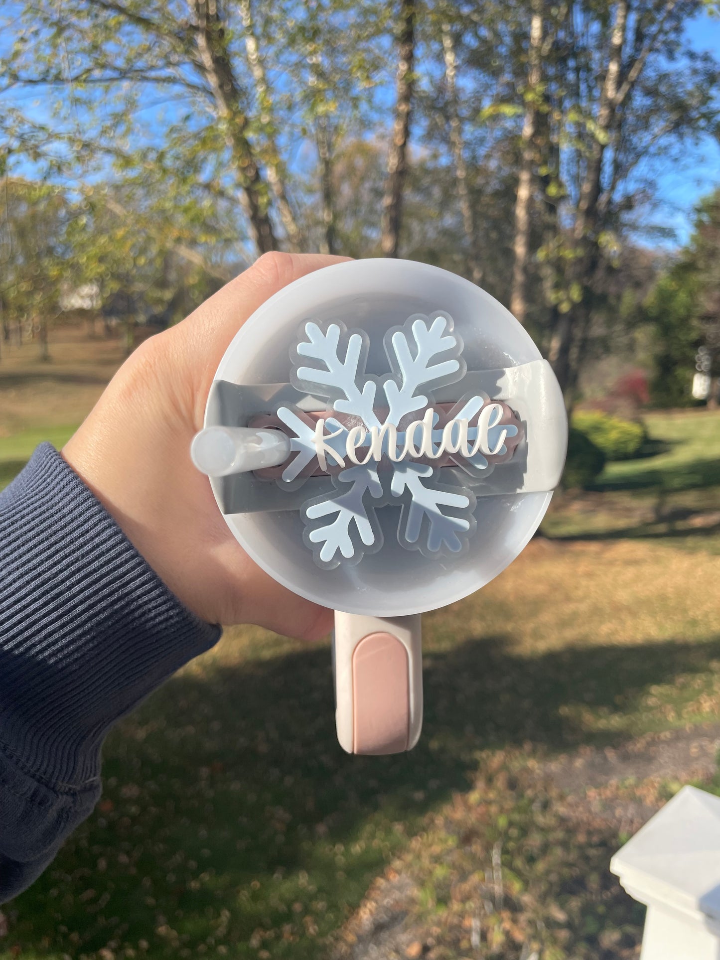 Sparkling Snowflake Custom Name 30 and 40 ounce Stanley Topper for Waterbottles
