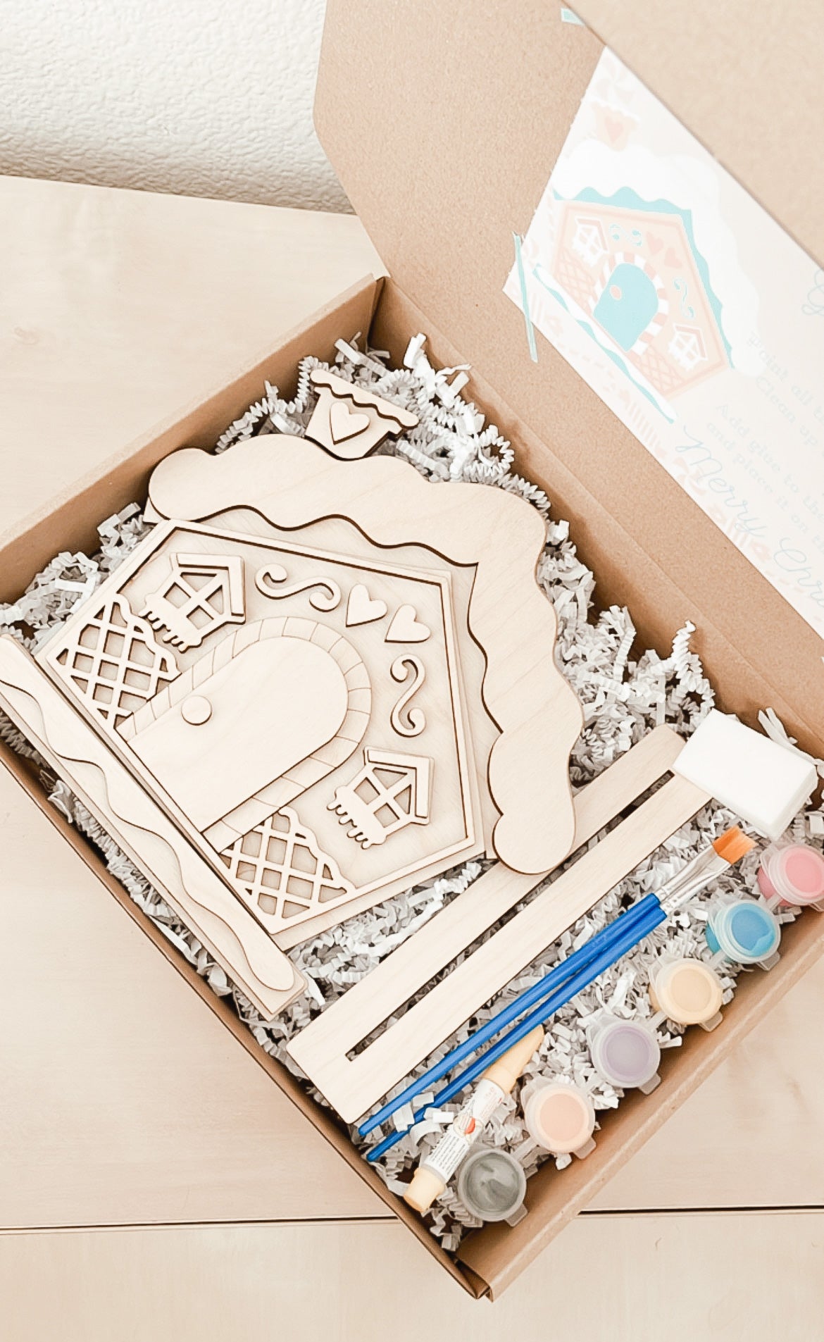 Paint Your Own Holiday Wooden Gingerbread House with Paints and Paintbrushes Included