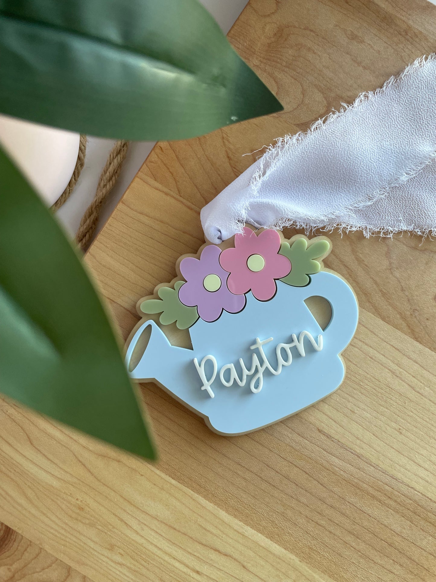 Blooming Watering Can Acrylic Gift Tag